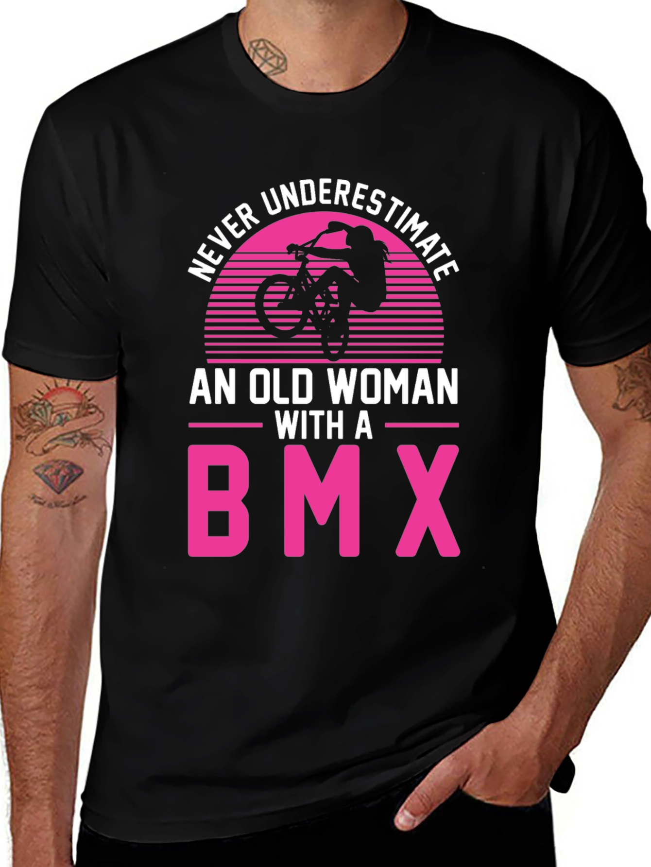 Variant 8 of Never Underestimate Old Woman with BMX T-Shirt
