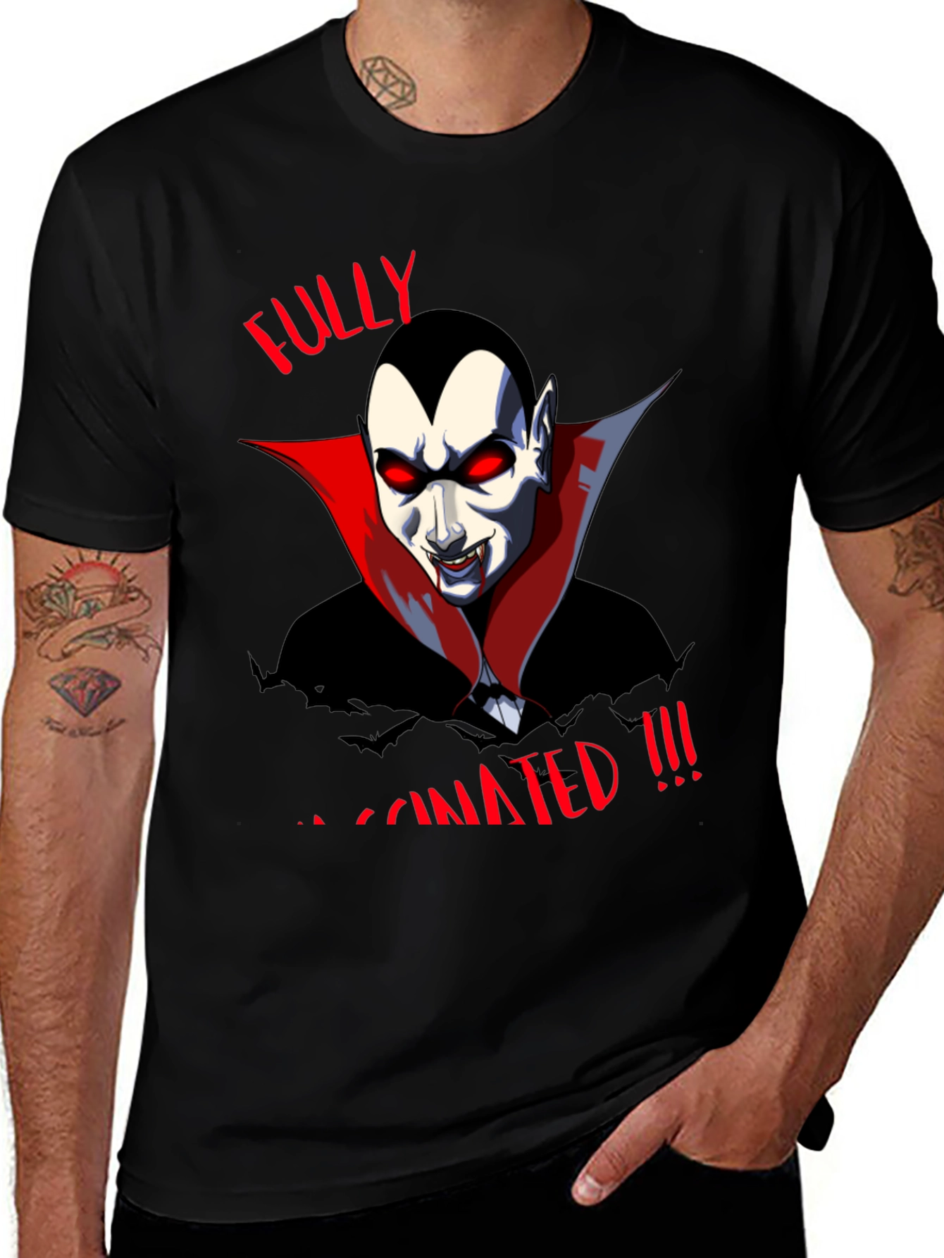 Variant 30 of Fully Vaccinated Vampire Graphic Tee