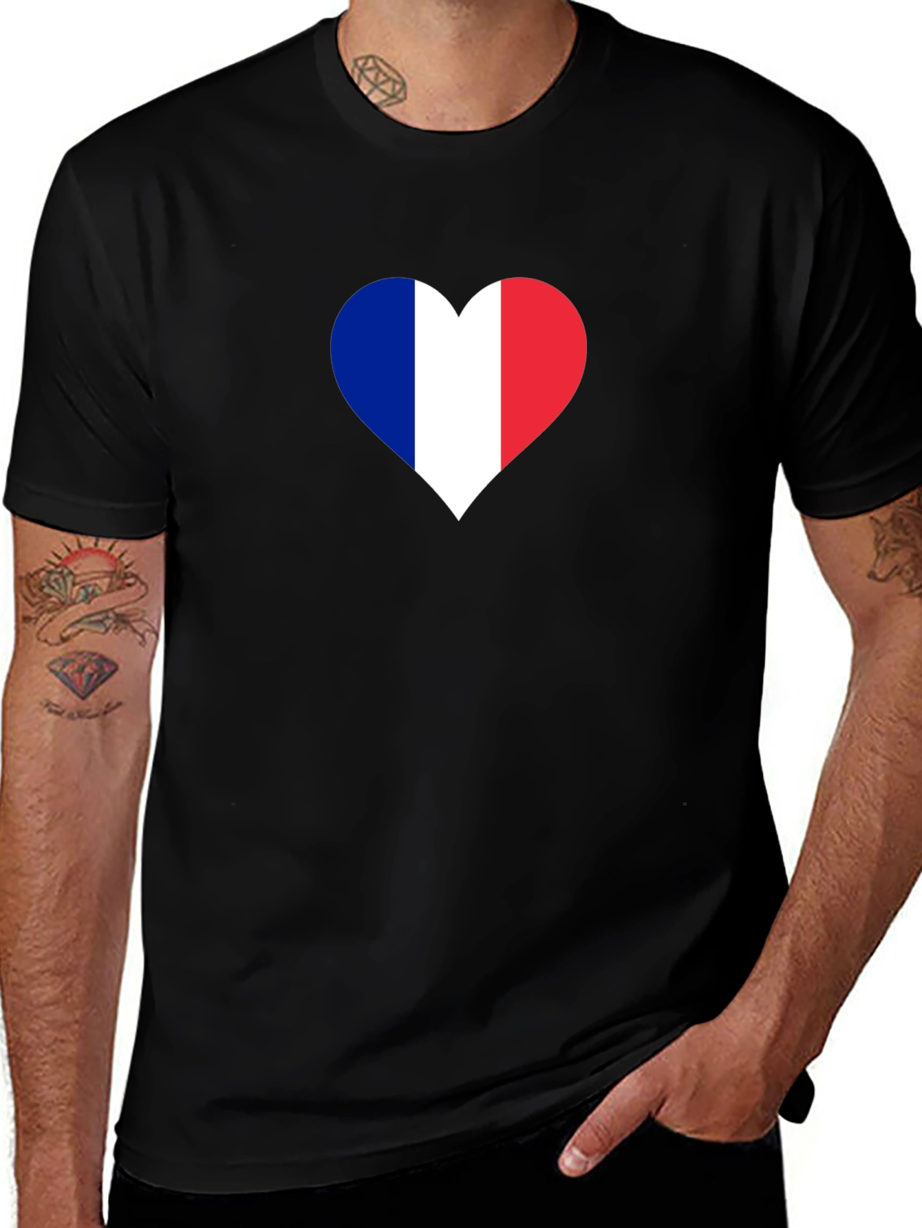 Variant 6 of French Flag Heart T-Shirt - Show Your Love for France!
