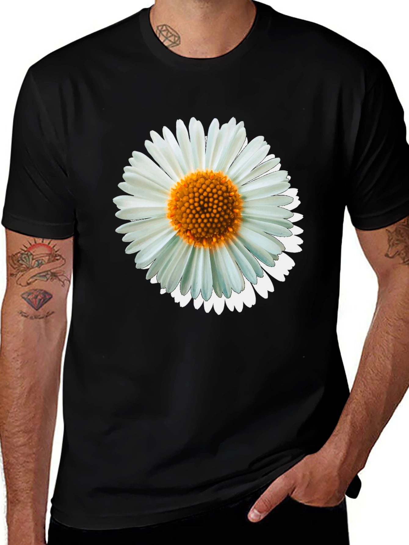 Variant 6 of Daisy Graphic Tee - Black Cotton Casual Shirt