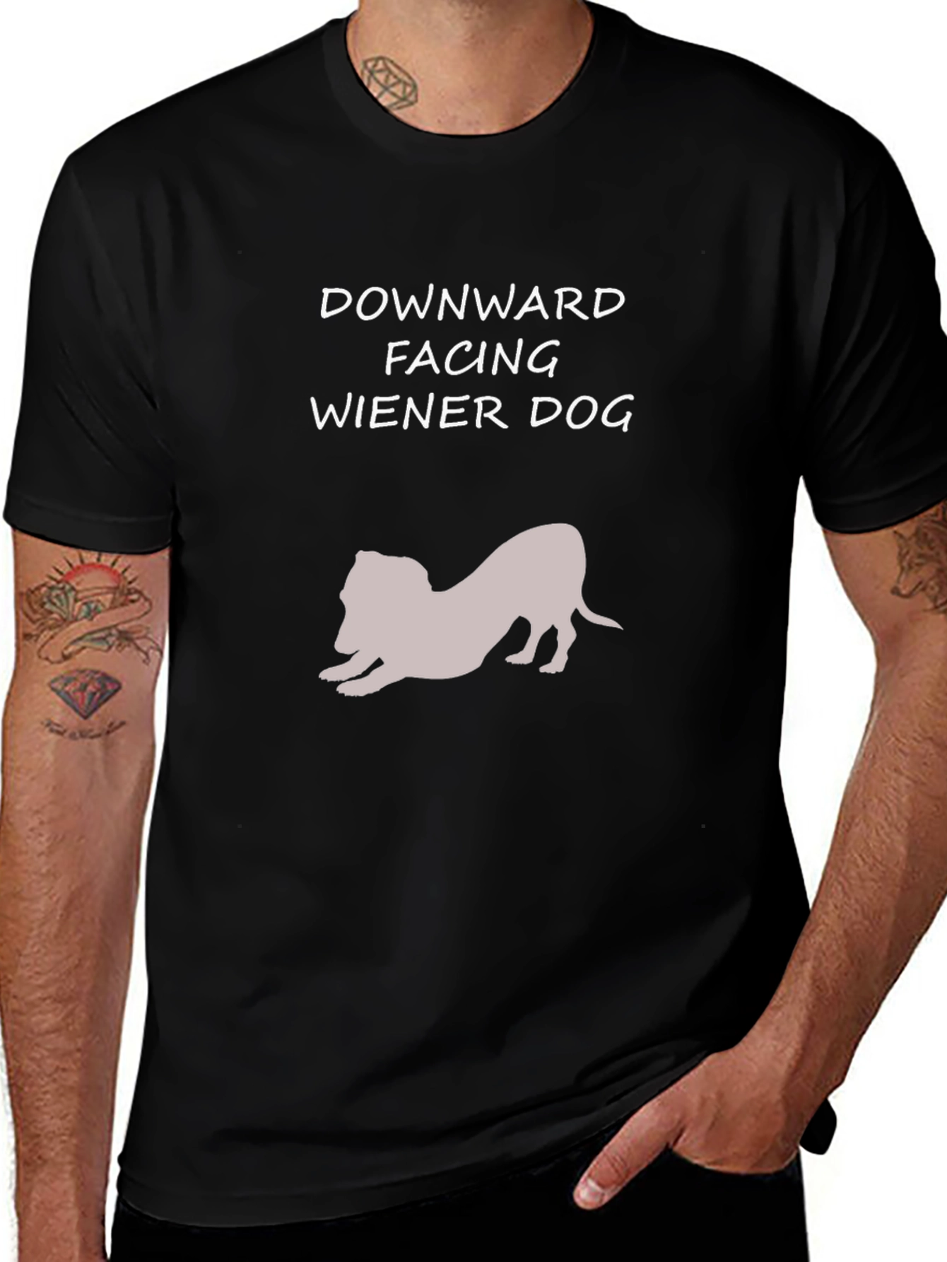 Downward Facing Wiener Dog Graphic Tee