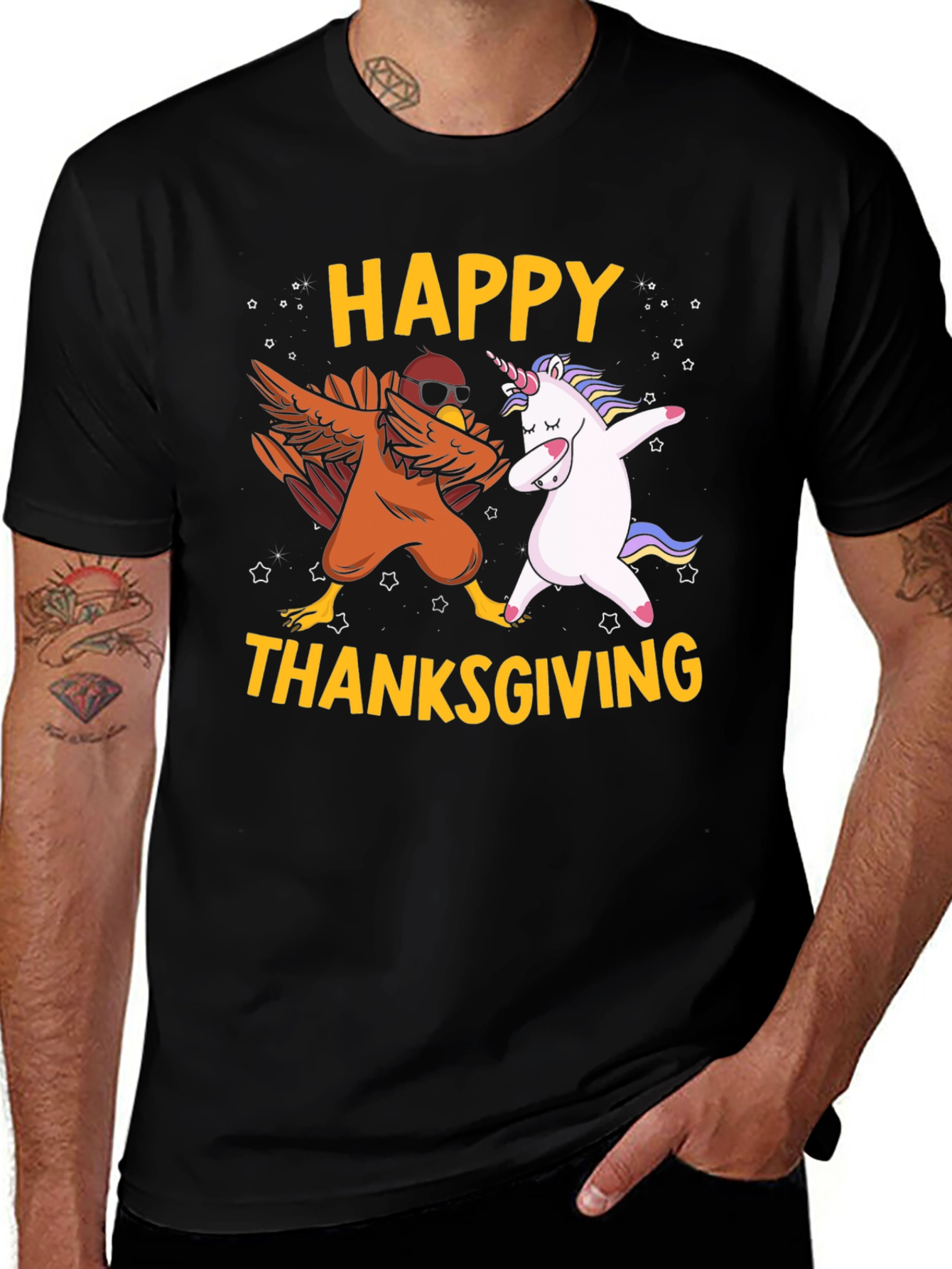 Variant 28 of Happy Thanksgiving Dabbing Turkey Unicorn Graphic Tee