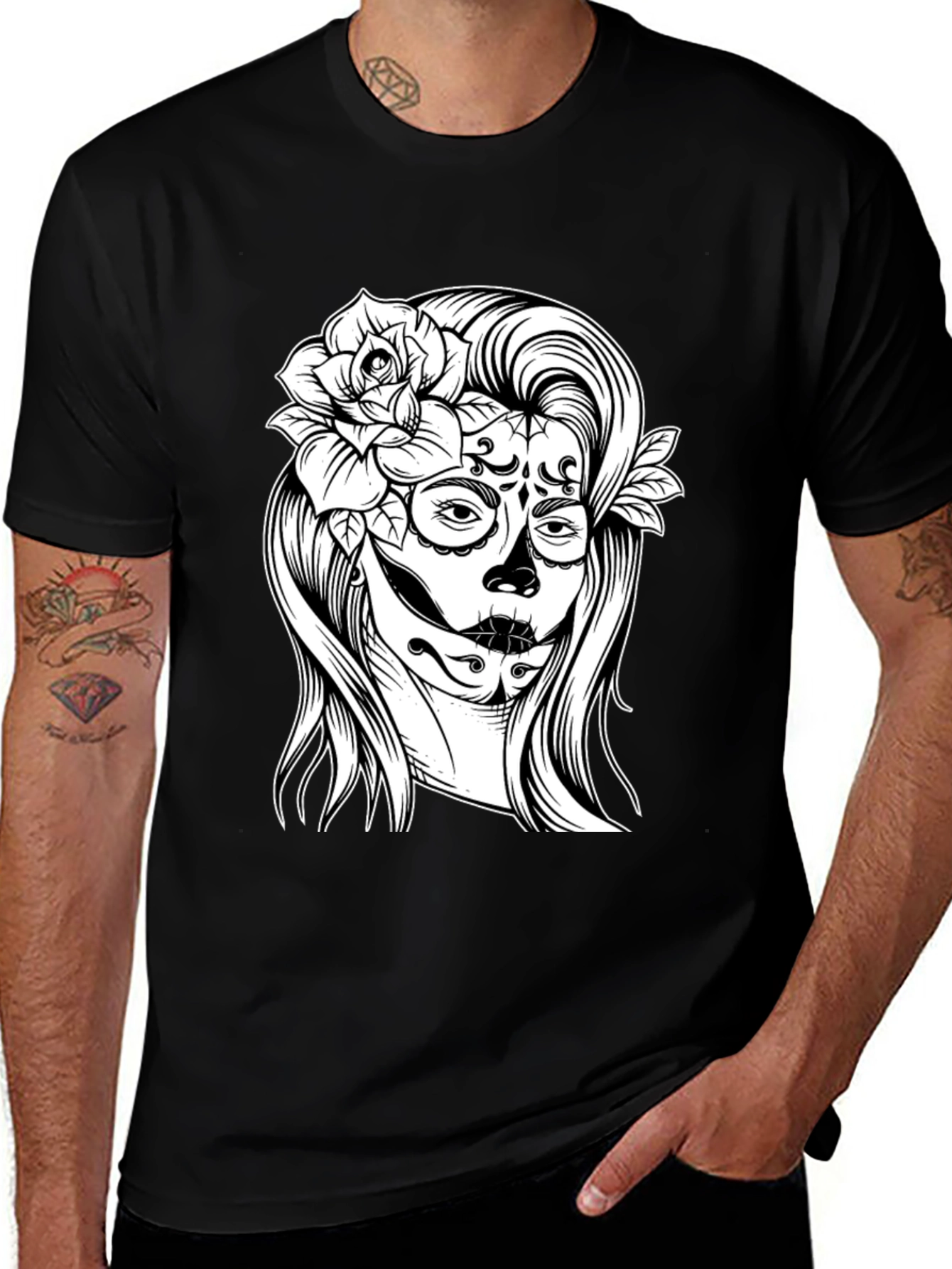Sugar Skull Woman T-Shirt - Dia de los Muertos Graphic Tee
