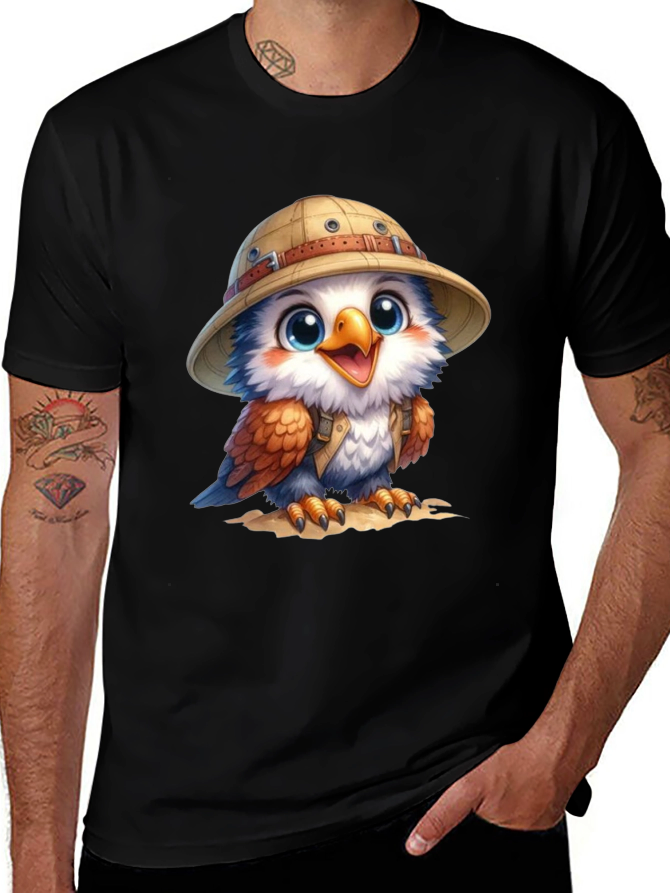 Variant 19 of Cute Owl Explorer T-Shirt - Black