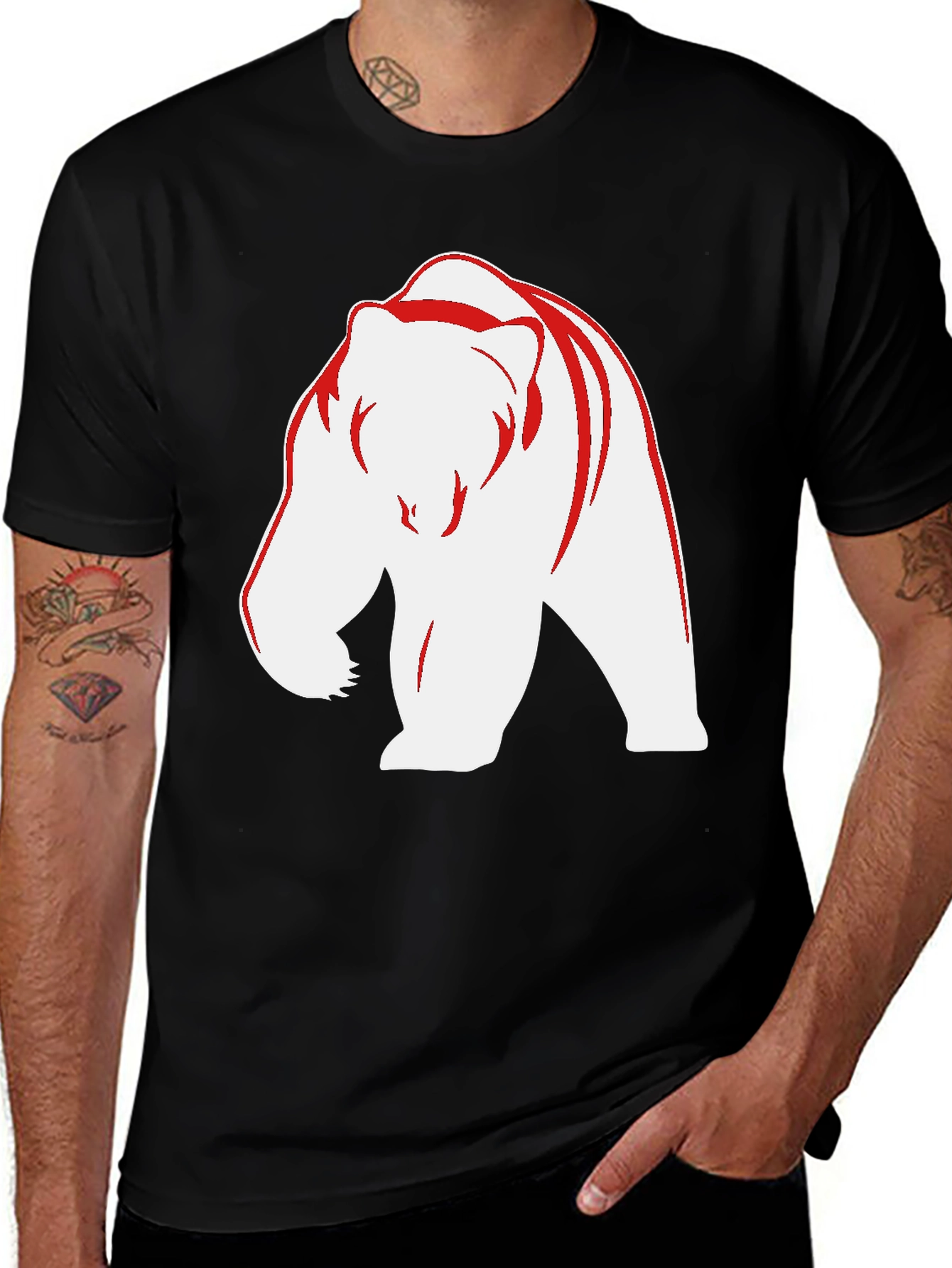 Variant 20 of Bear Graphic Tee - Bold Black Casual Wear