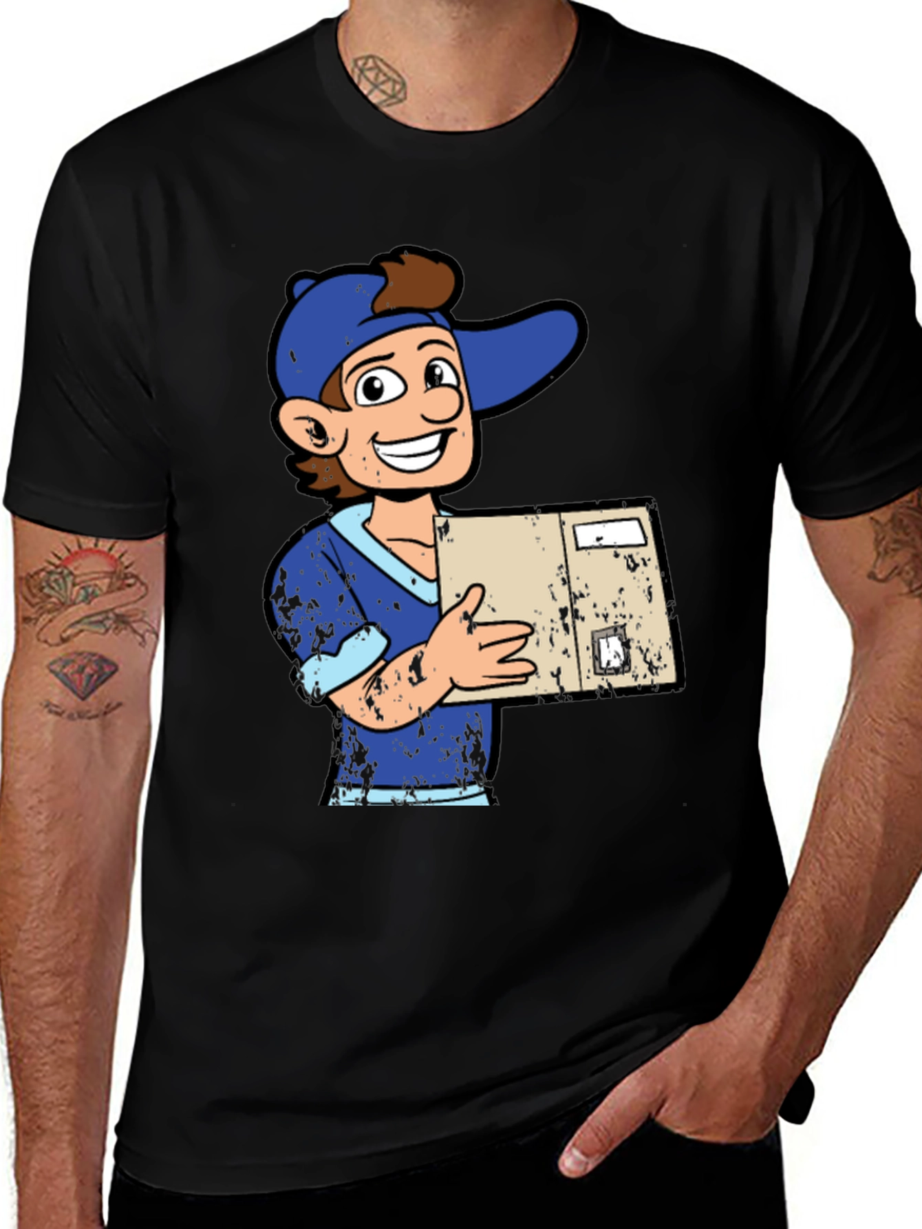Variant 19 of Cartoon Delivery Guy T-Shirt