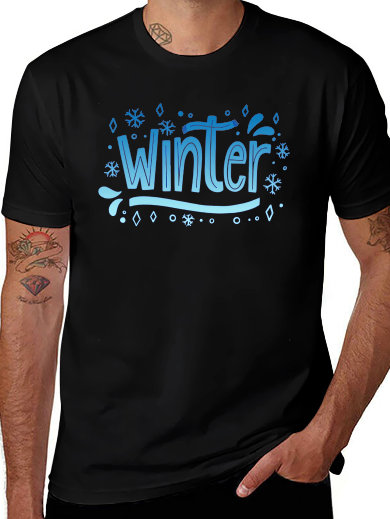 Variant 9 of Winter Graphic Black T-Shirt