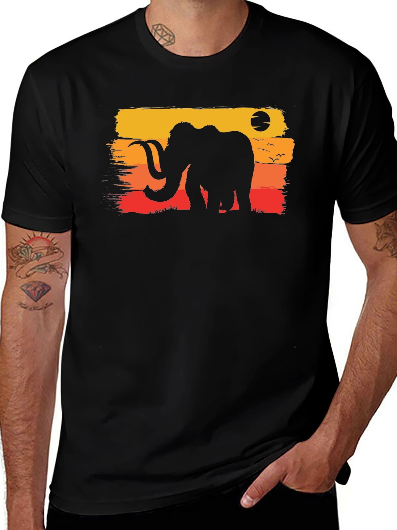 Variant 30 of Retro Mammoth Graphic Tee - Black