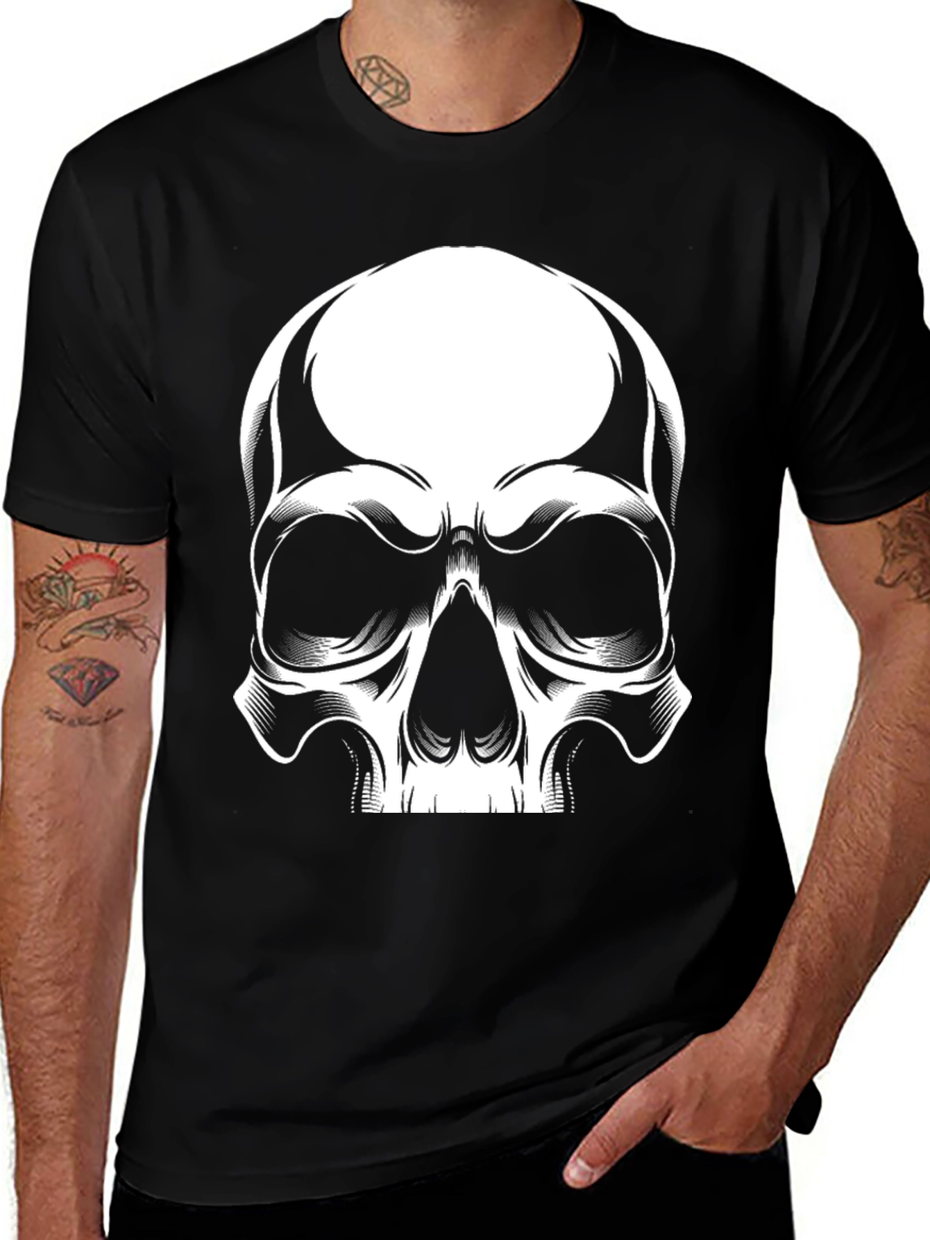 Variant 25 of Skull Graphic Print Black T-Shirt