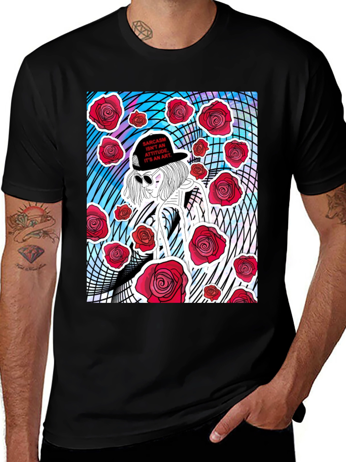 Variant 30 of Edgy Rose Graphic Tee - Sarcasm Art