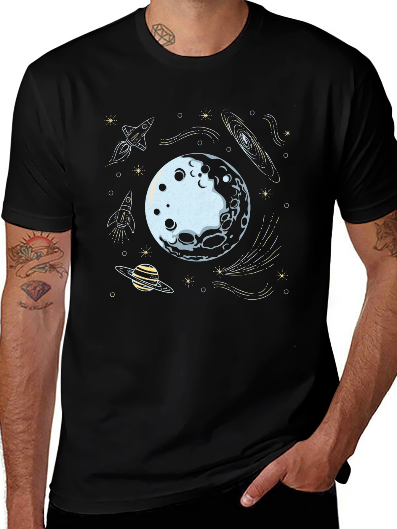 Variant 11 of Space Explorer Graphic Tee - Black Cotton Blend
