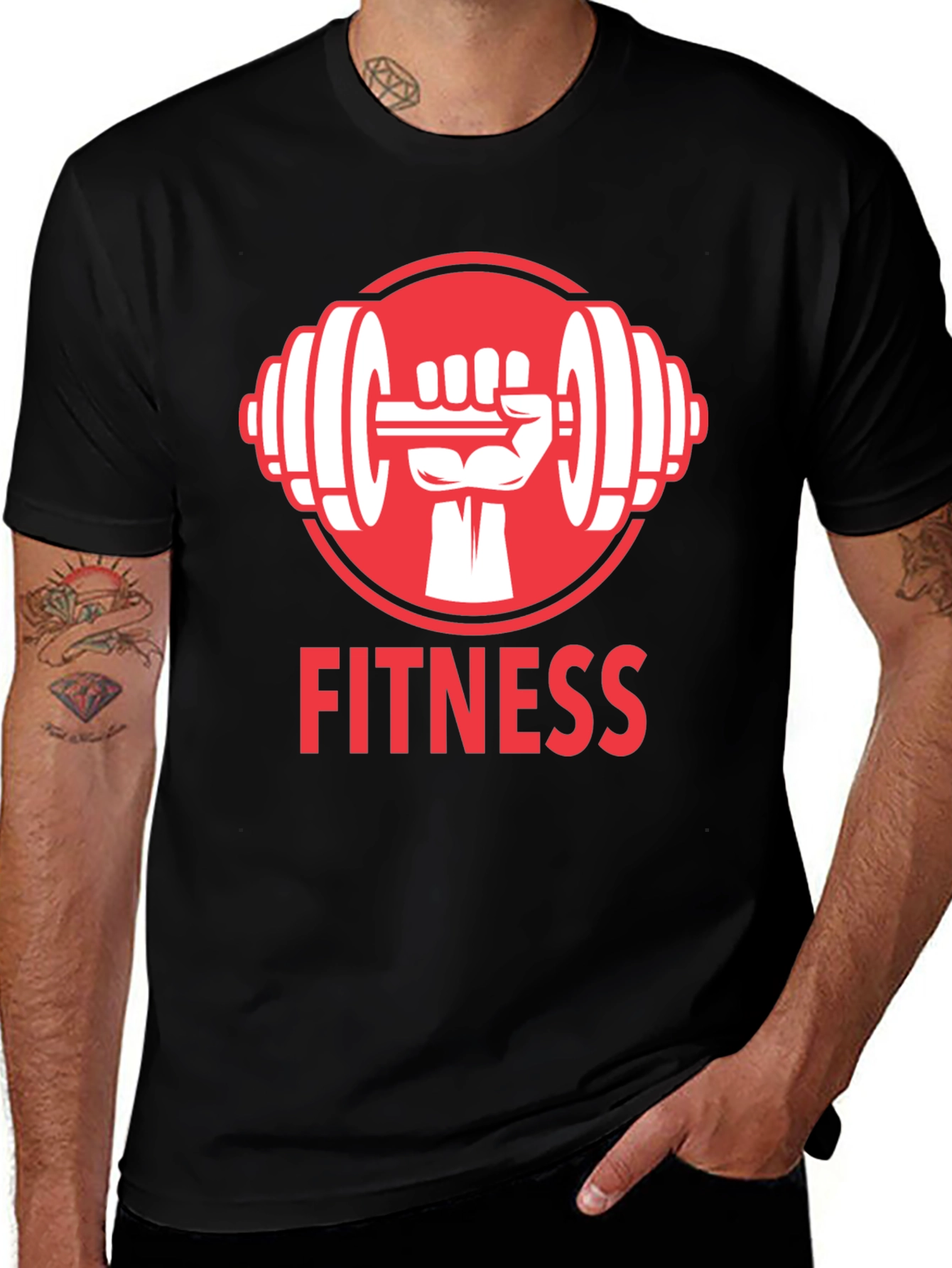 Variant 3 of Fitness Graphic Tee - Black Cotton Gym Shirt