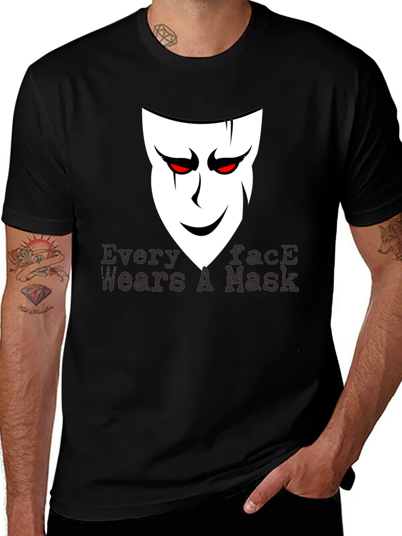 Variant 18 of Every Face Wears a Mask Graphic Tee - Black