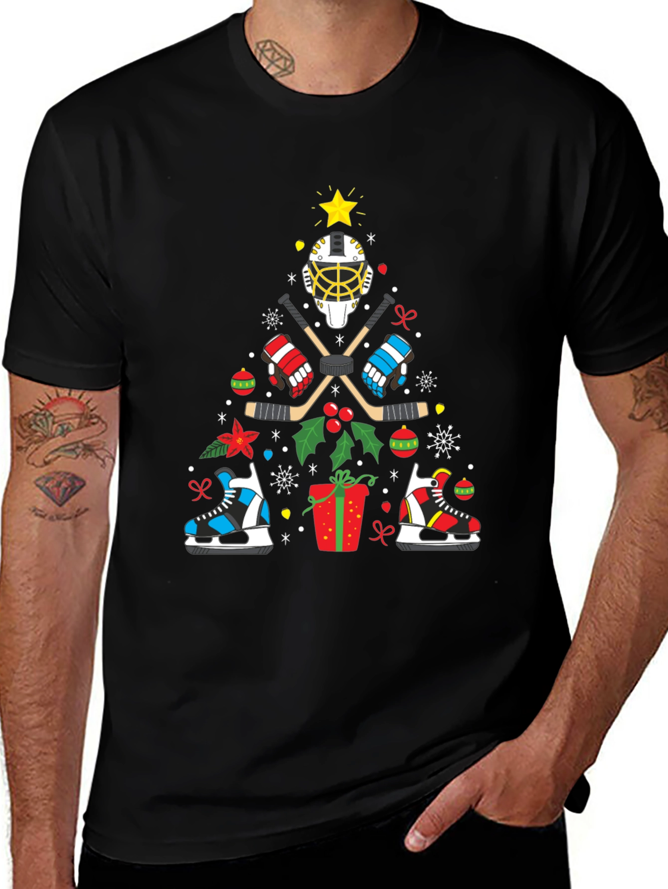 Variant 27 of Hockey Christmas Tree T-Shirt