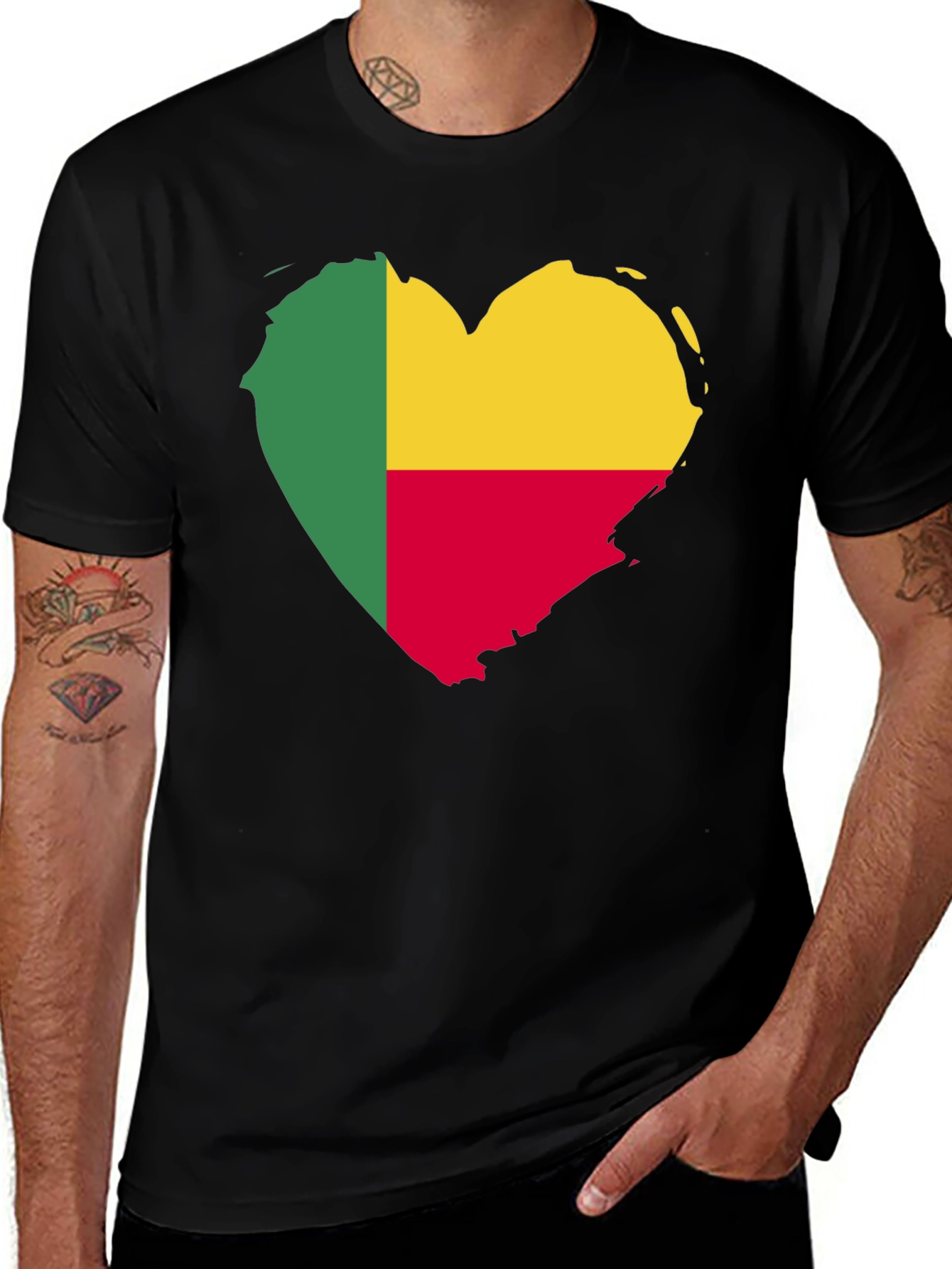 Variant 8 of Benin Flag Heart T-Shirt