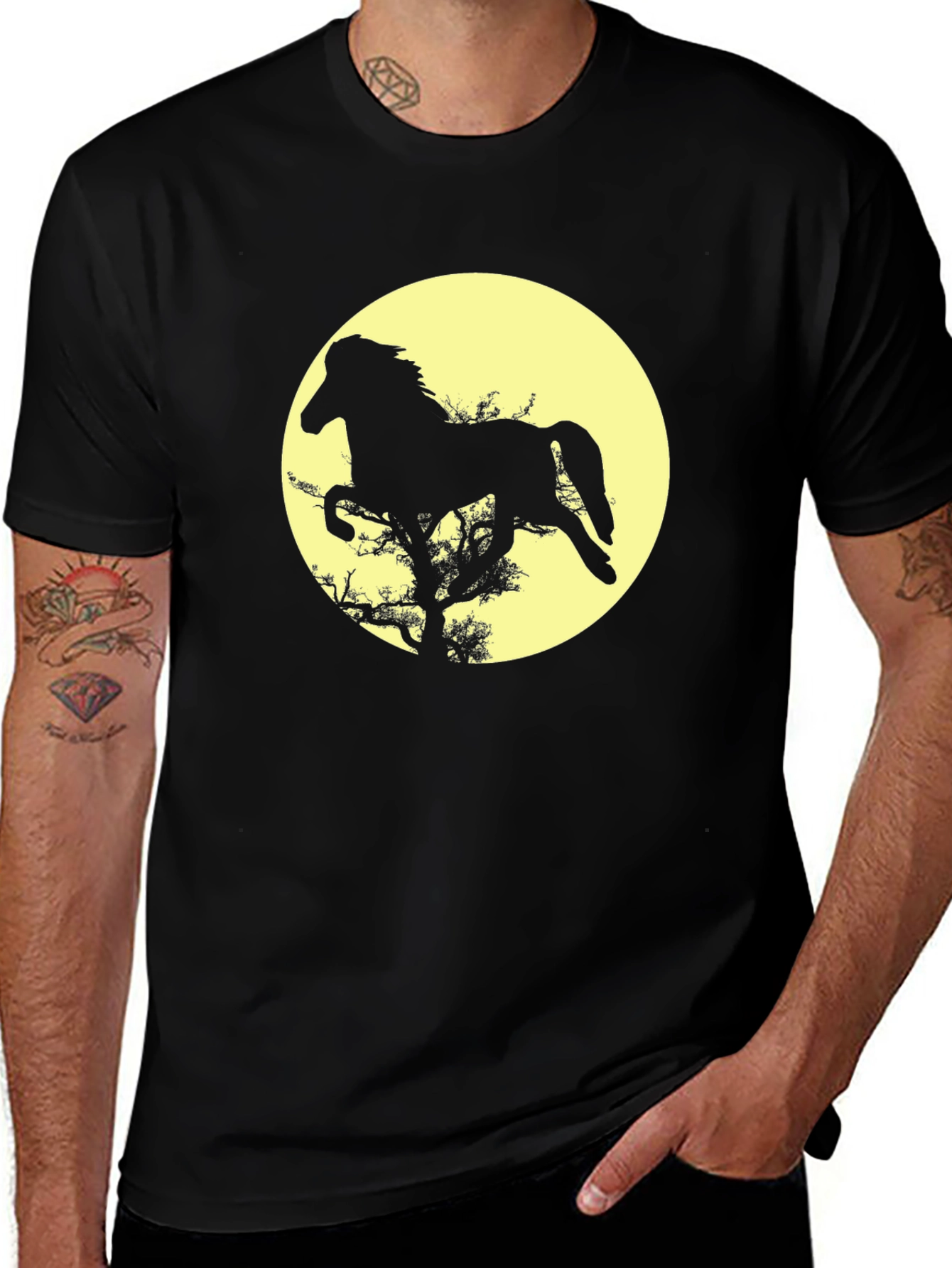 Variant 30 of Horse Silhouette Graphic Tee - Black