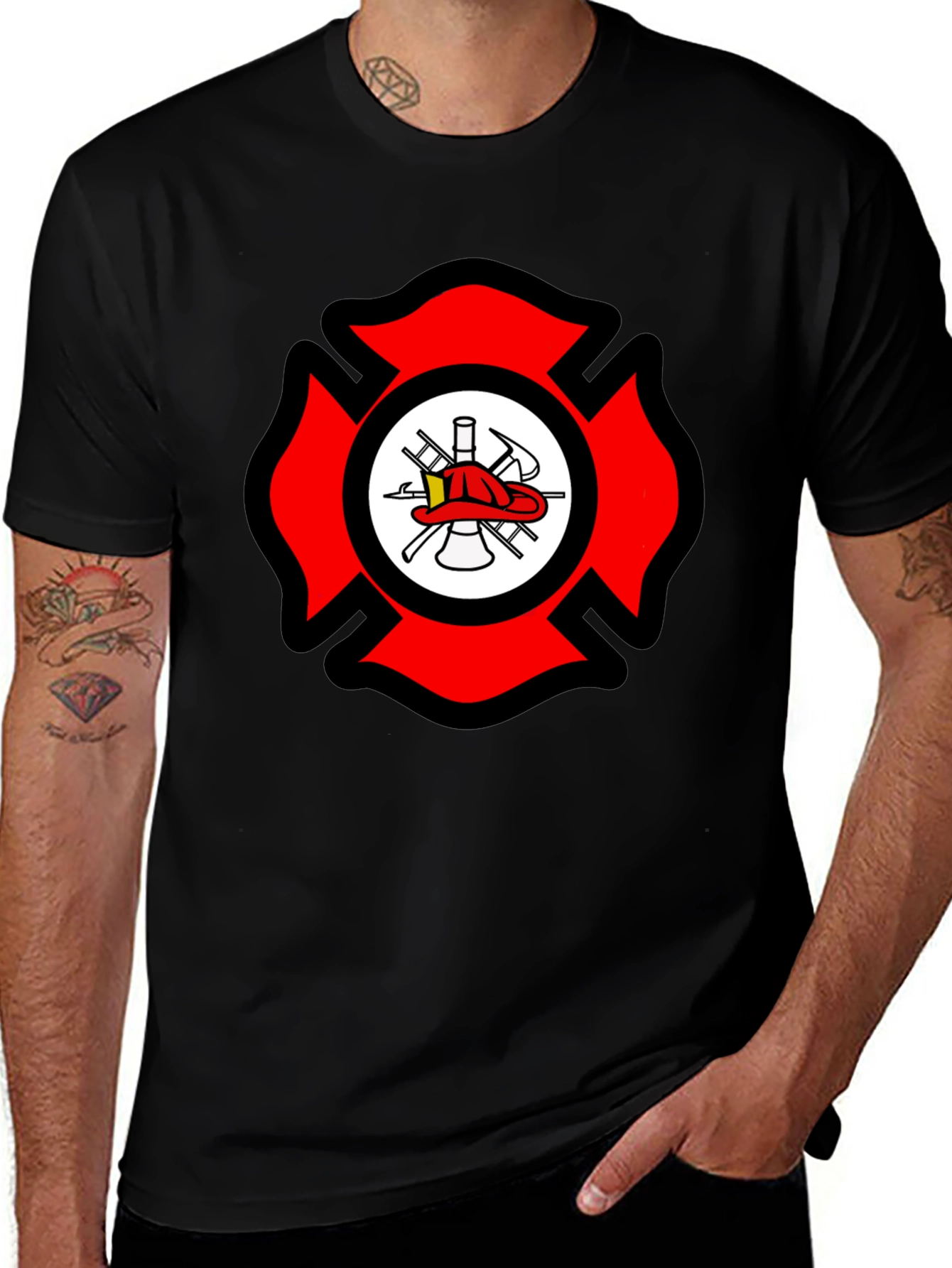 Variant 4 of Firefighter Maltese Cross Graphic T-Shirt