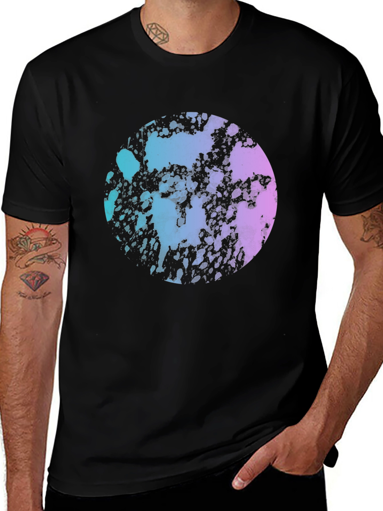 Variant 20 of Abstract Graphic Print Men's Black T-Shirt