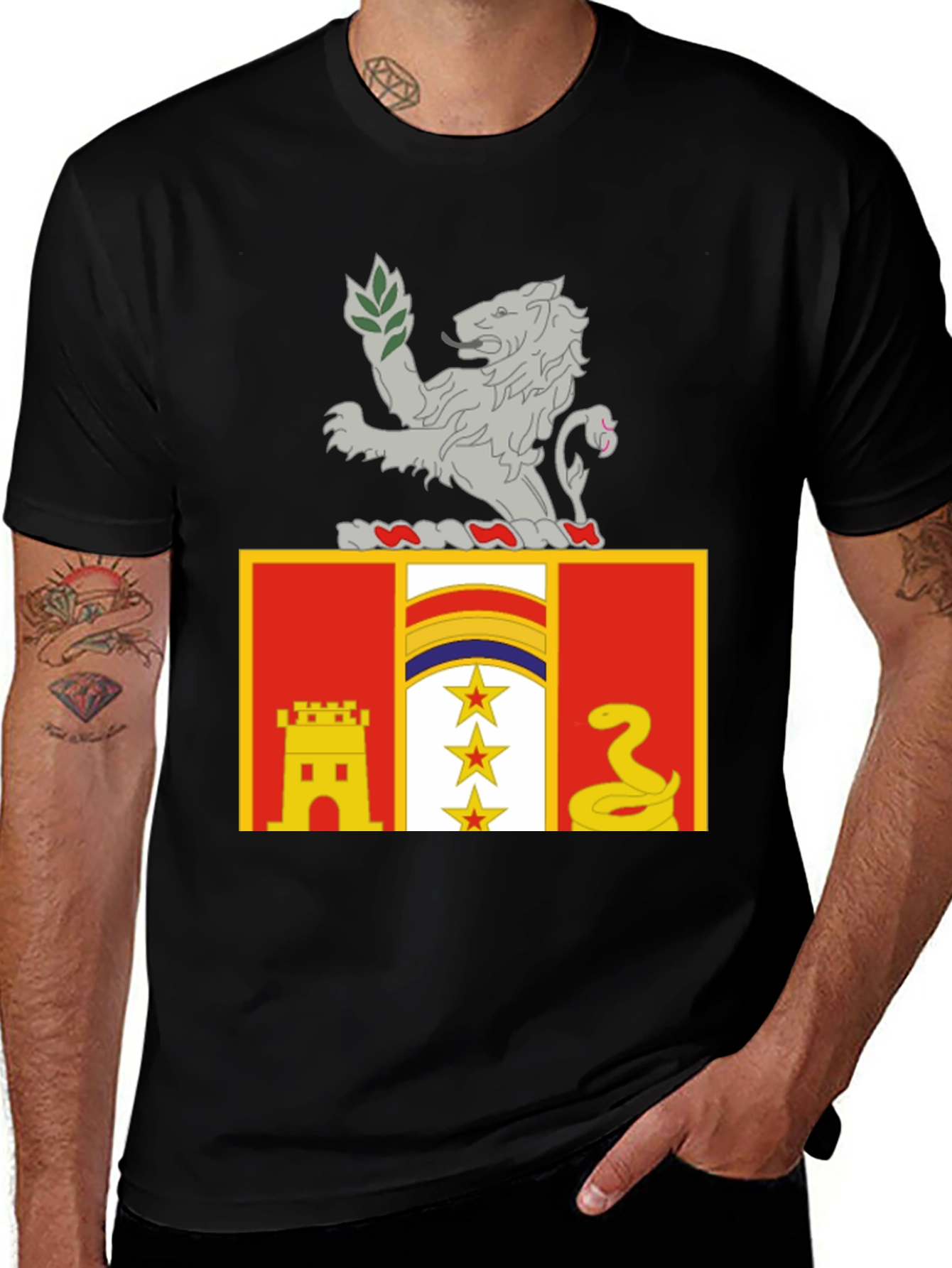 Variant 14 of Flag Lion Emblem Black T-Shirt