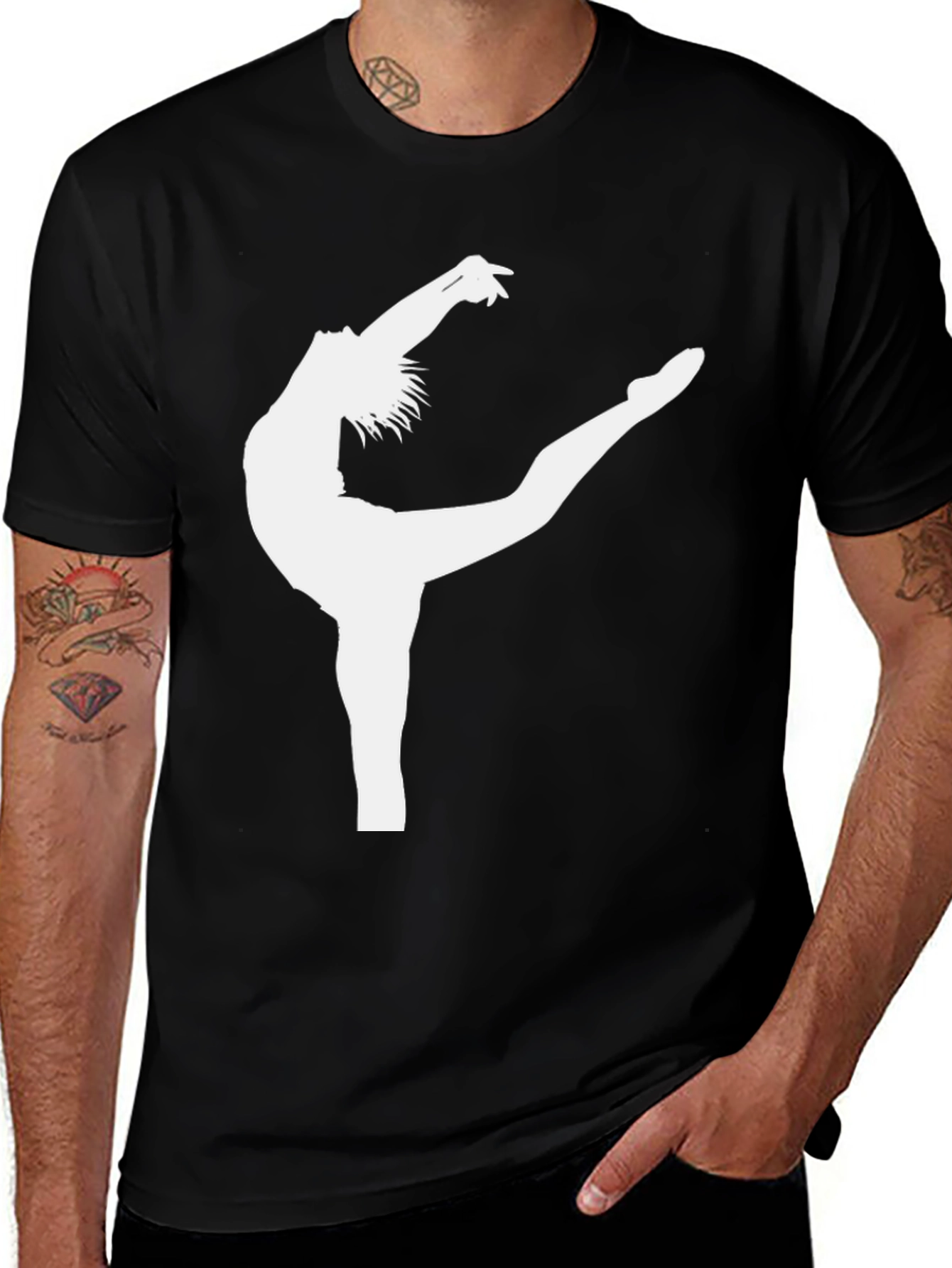 Black Gymnast Silhouette Graphic Black Tee main image