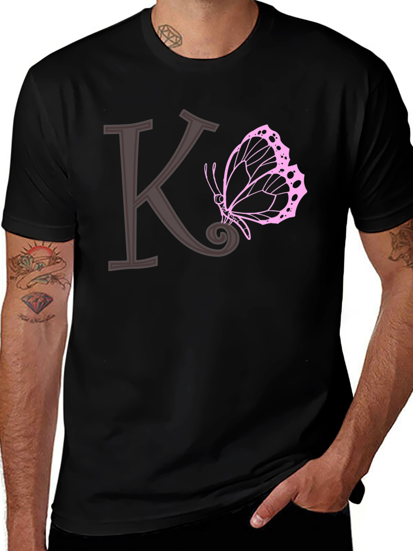 Variant 20 of K Initial Butterfly T-Shirt