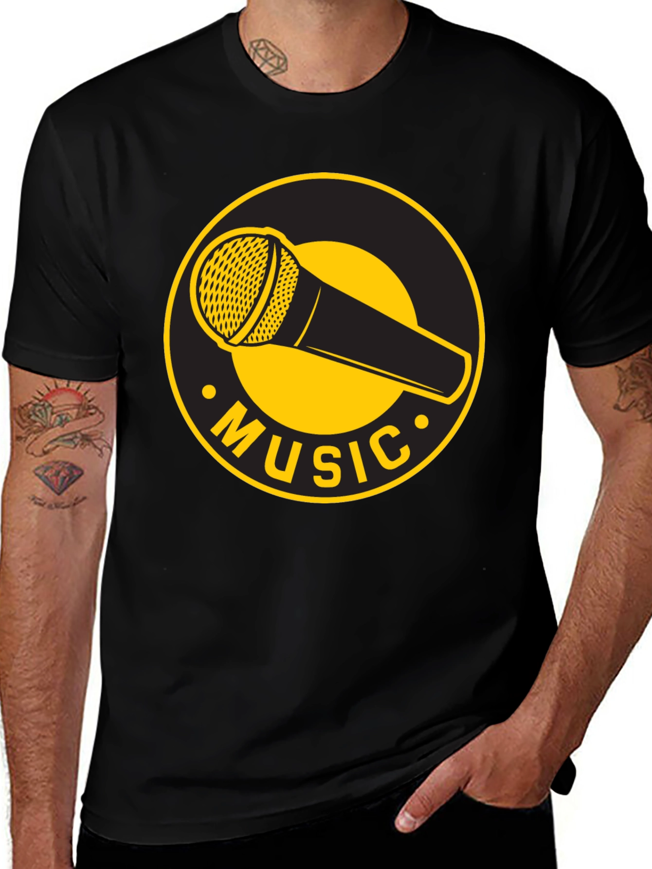 Variant 15 of Music Microphone Graphic Tee - Black