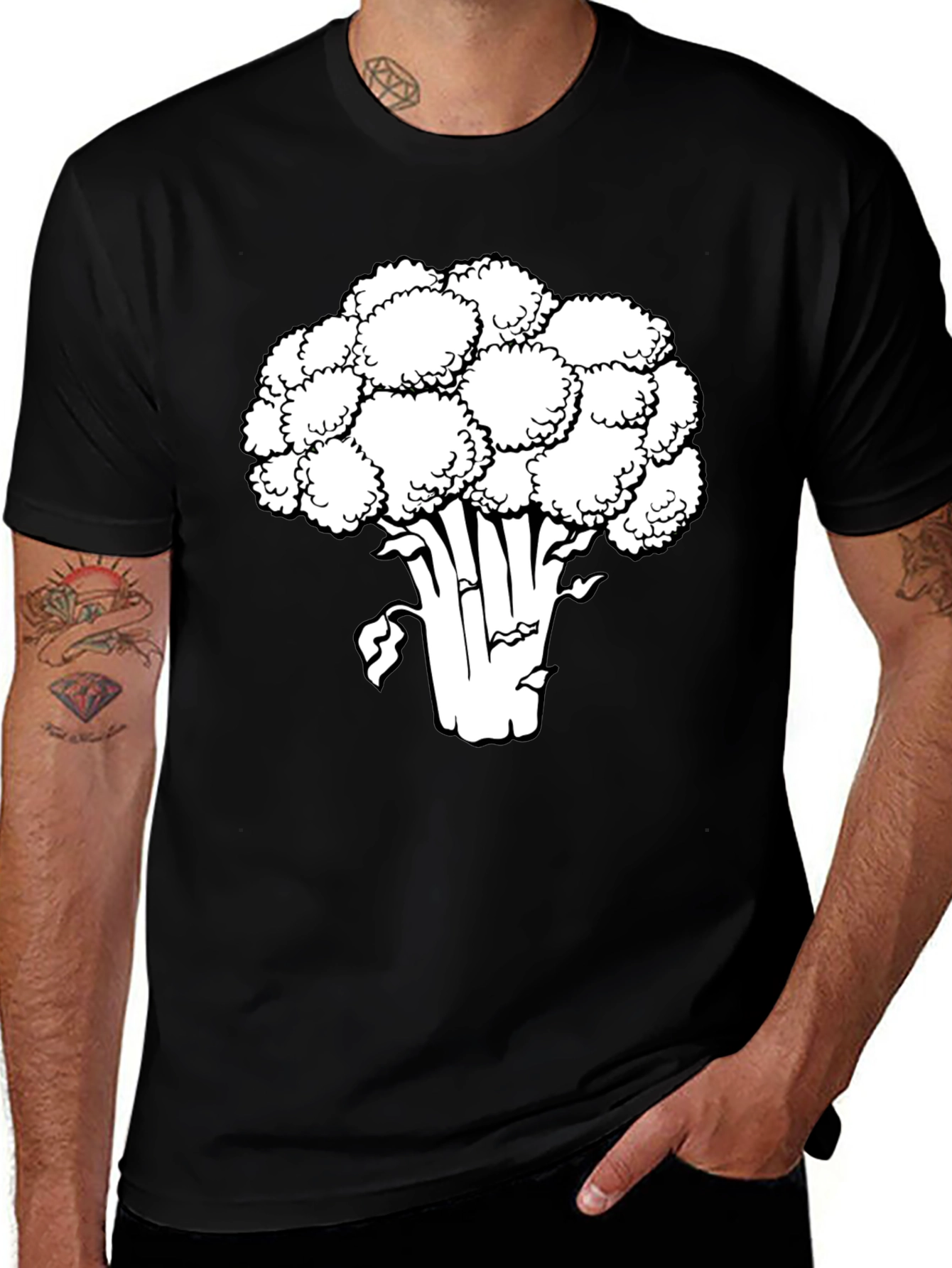 Broccoli Graphic Tee - Black Cotton T-Shirt