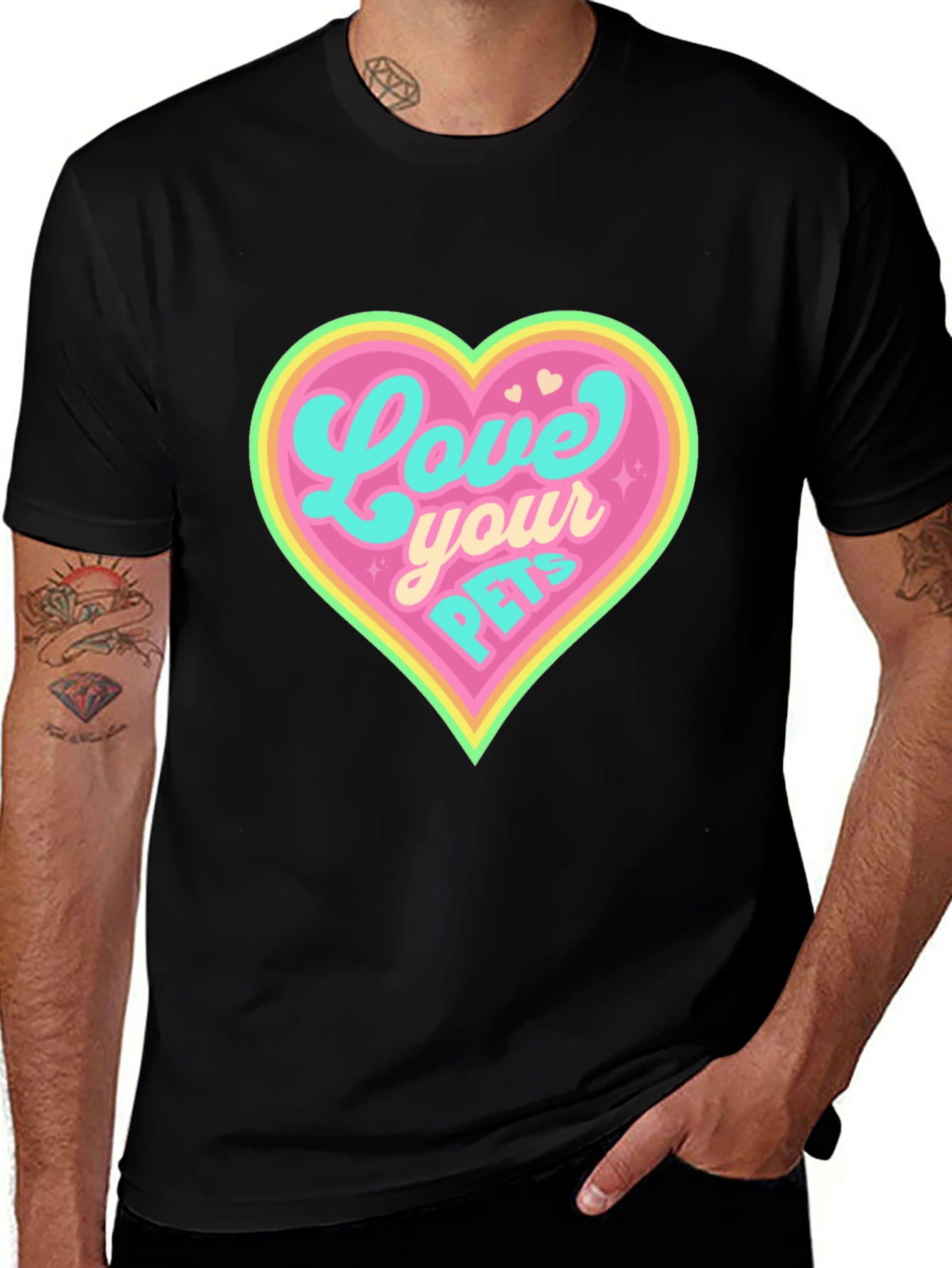Variant 2 of Love Your Pets Black T-Shirt
