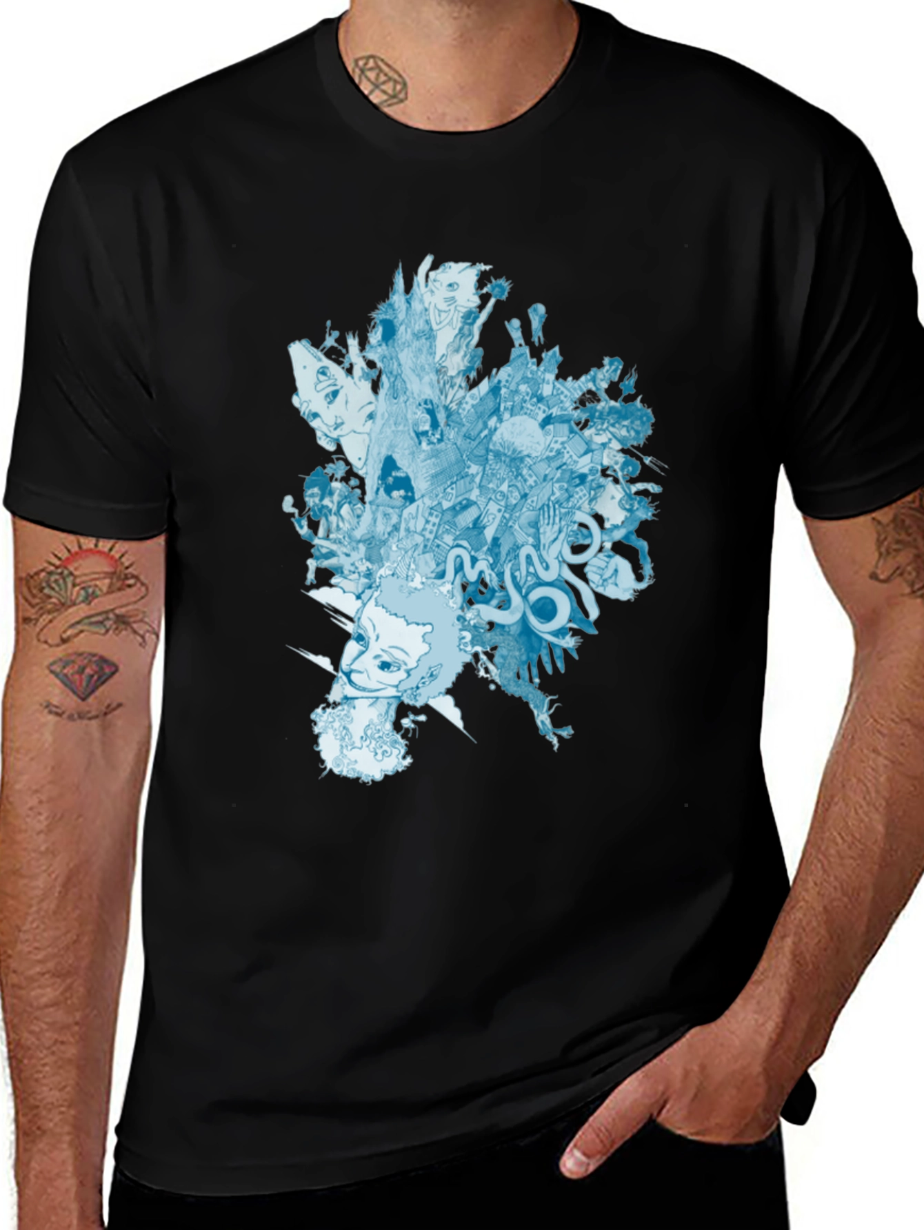 Black Abstract Graphic Print Black T-Shirt main image