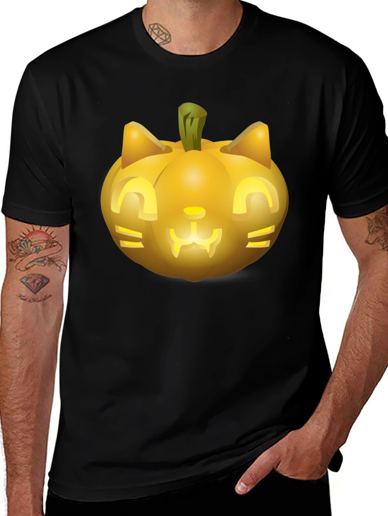 Halloween Cat Pumpkin T-Shirt - Spooky Season Tee