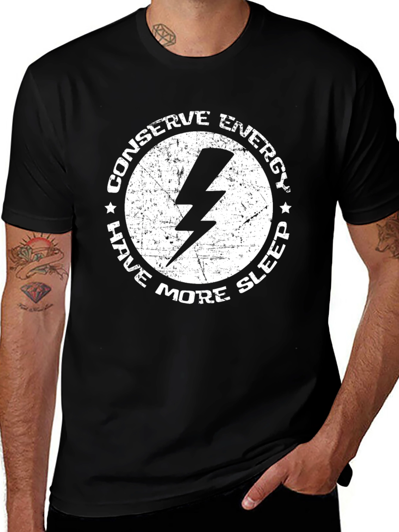 Variant 22 of Conserve Energy Lightning Bolt Graphic T-Shirt