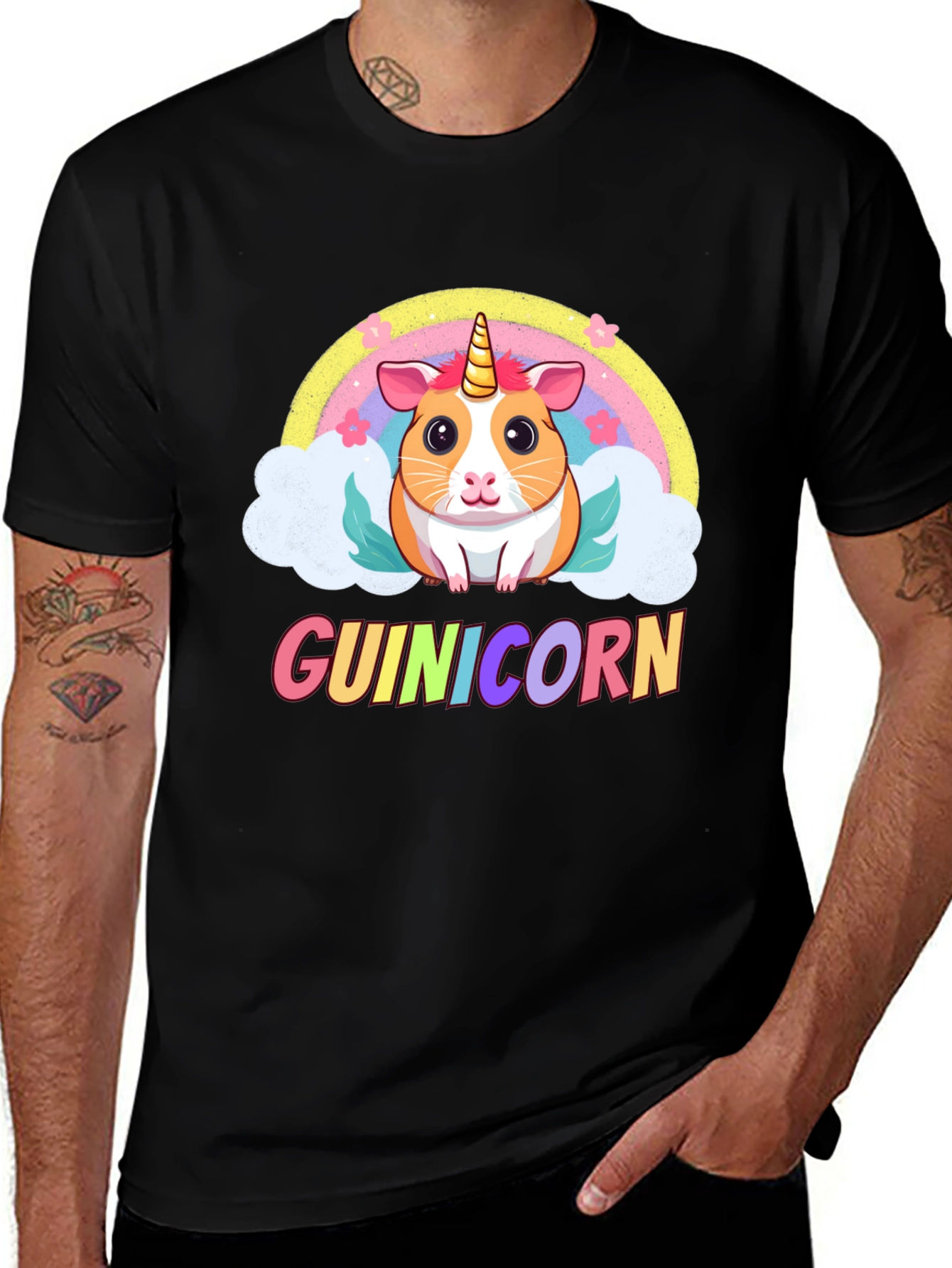 Variant 22 of Guinicorn T-Shirt: Guinea Pig Unicorn Rainbow Design