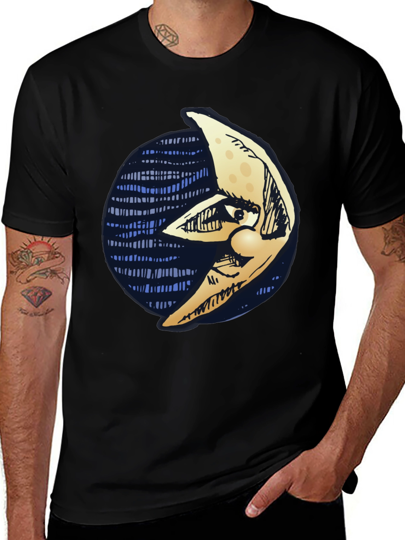Variant 2 of Crescent Moon Graphic Black T-Shirt