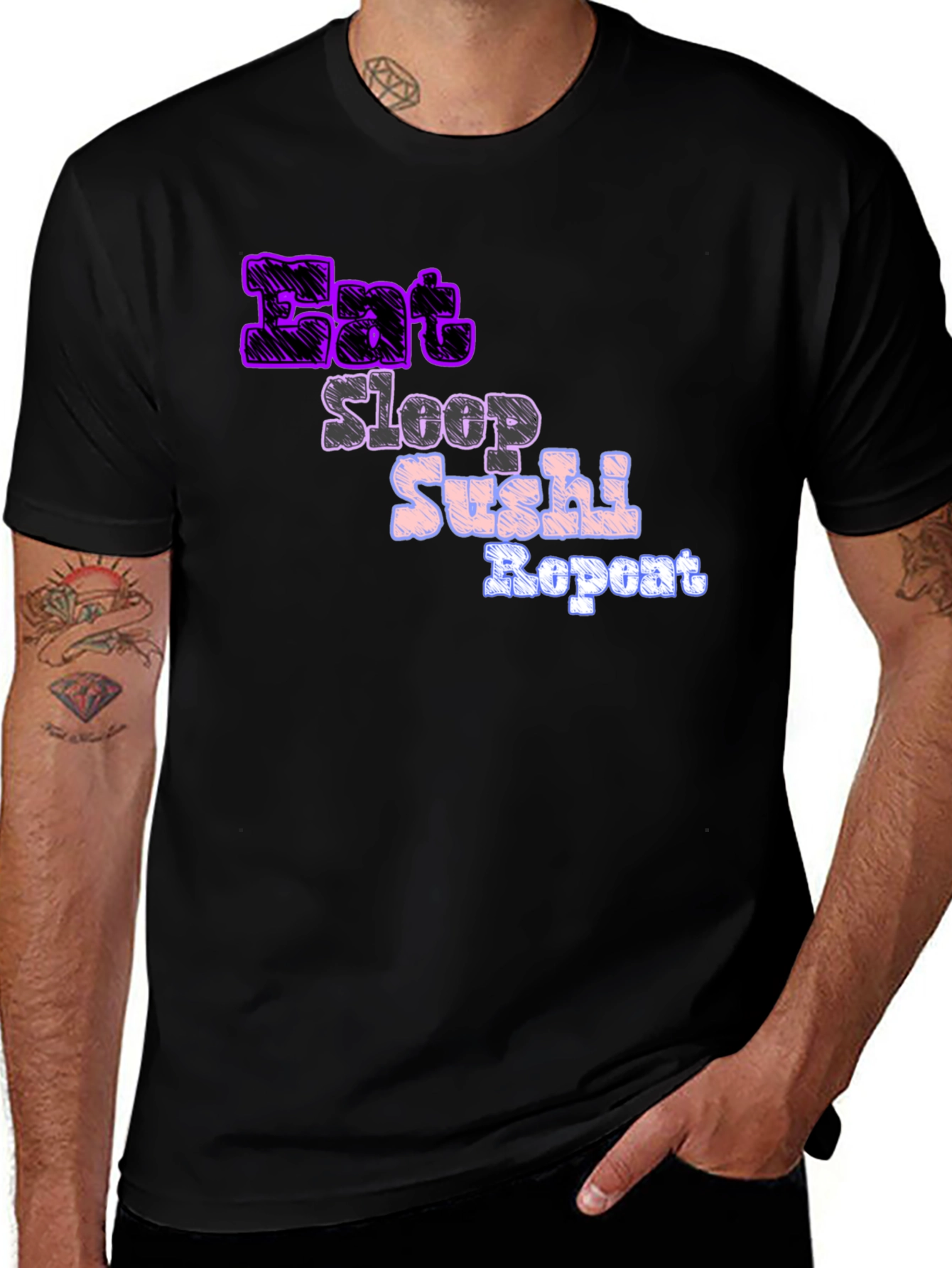 Variant 22 of Eat Sleep Sushi Repeat Graphic T-Shirt