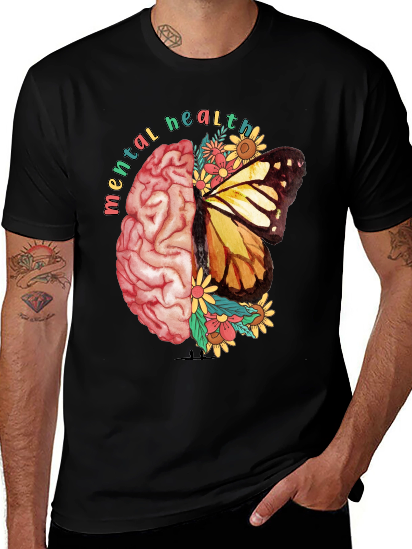 Variant 18 of Mental Health Butterfly Brain Graphic Tee