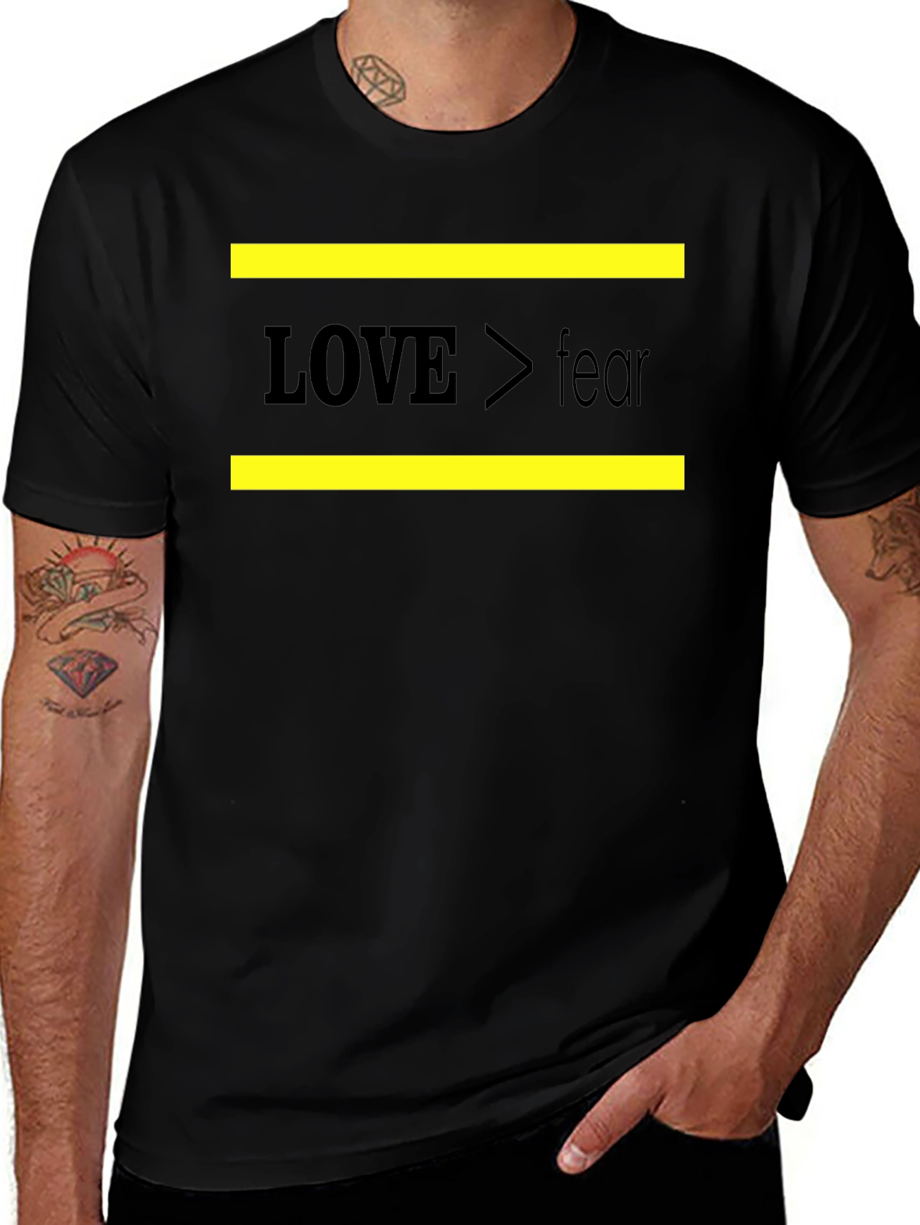 Variant 29 of Love Over Fear Graphic Tee - Black Cotton T-Shirt
