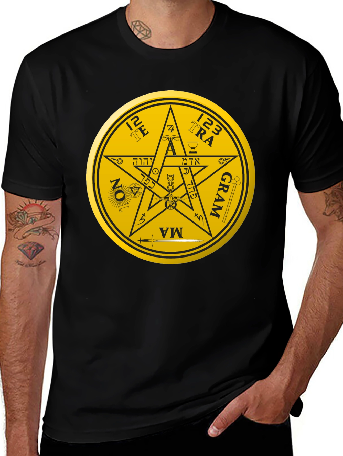 Variant 17 of Occult Pentagram Symbol Graphic Tee