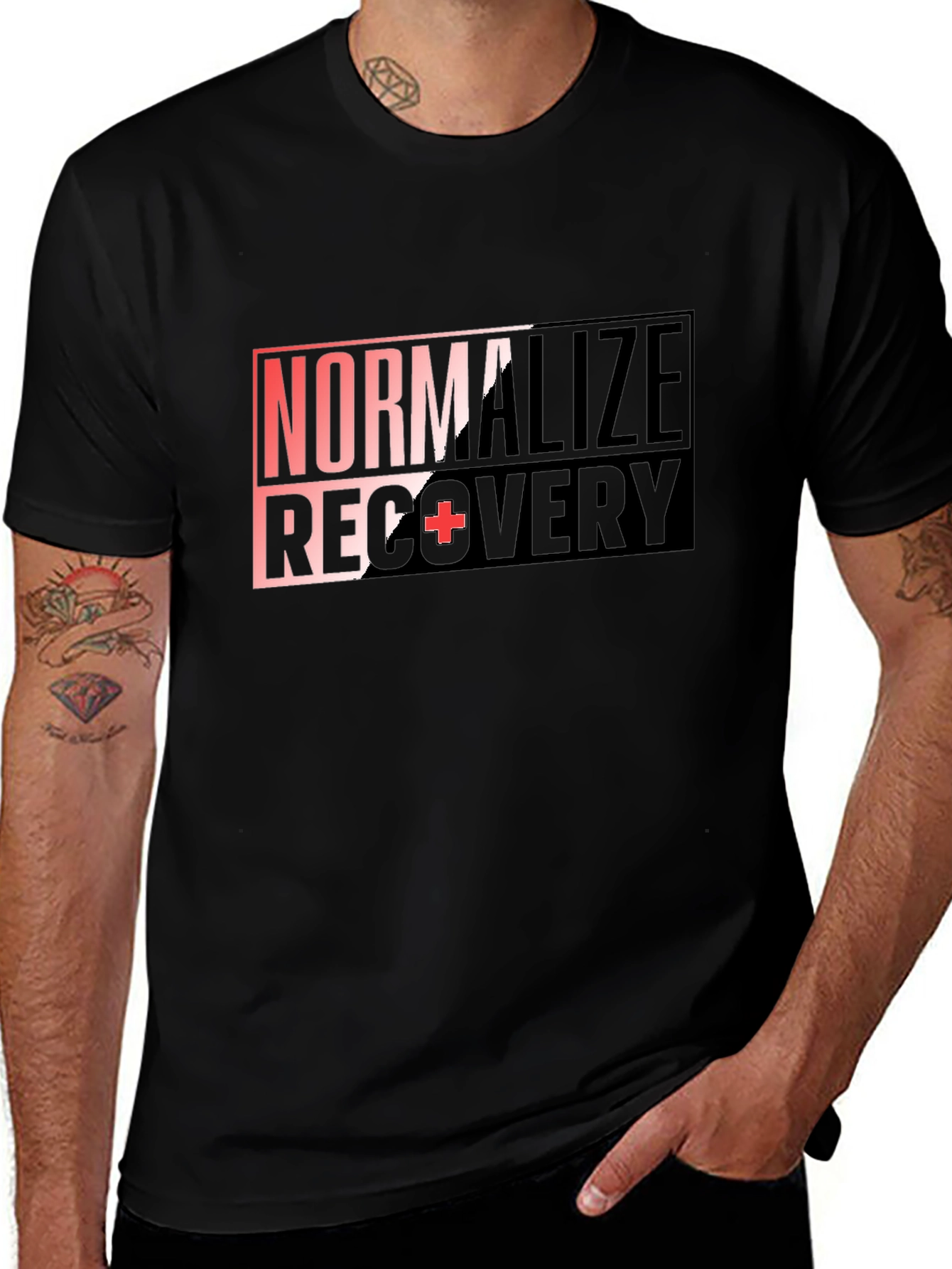 Variant 26 of Normalize Recovery T-Shirt - Graphic Print Black Tee