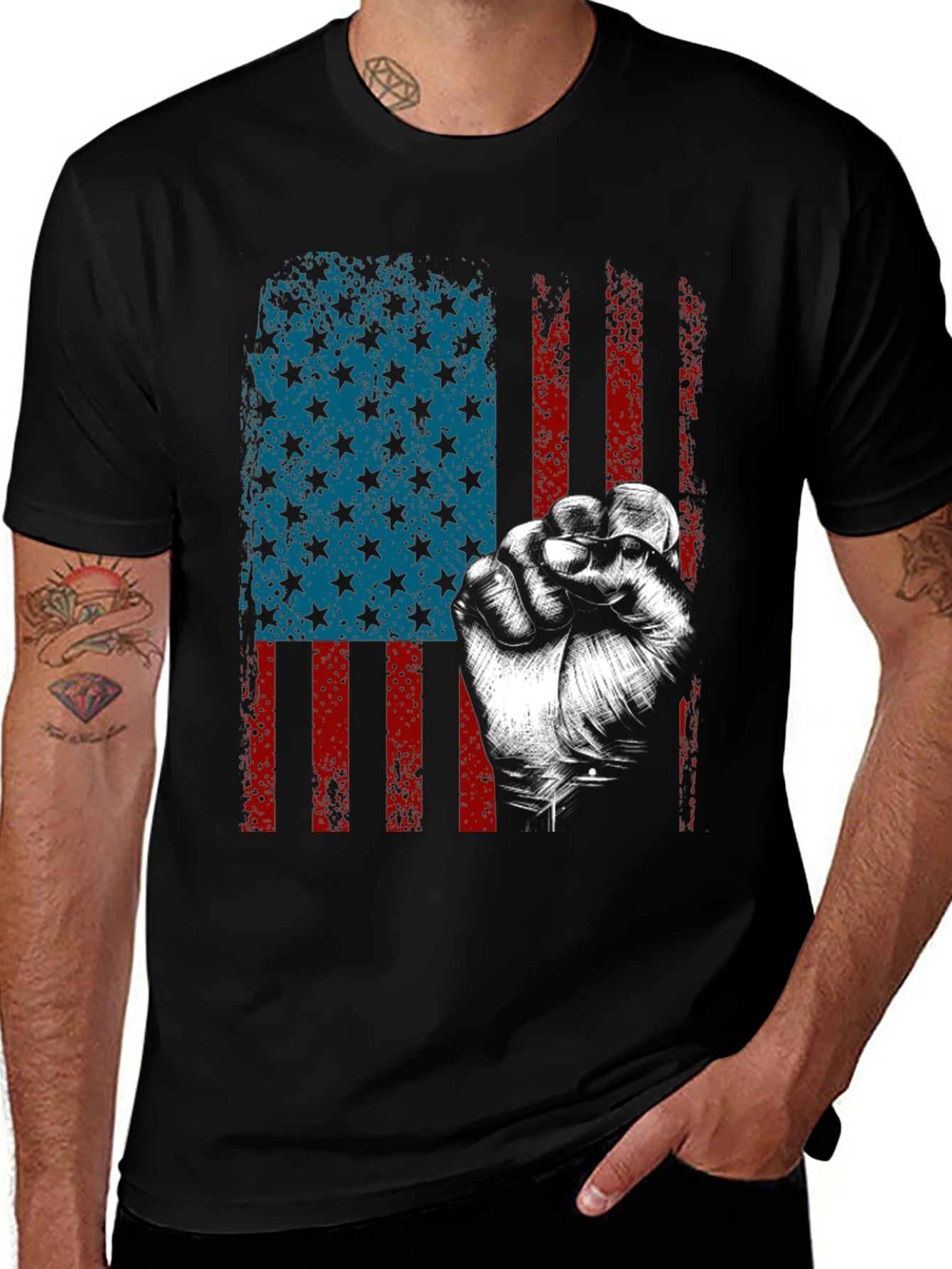 Variant 16 of Patriotic American Flag Fist Graphic T-Shirt
