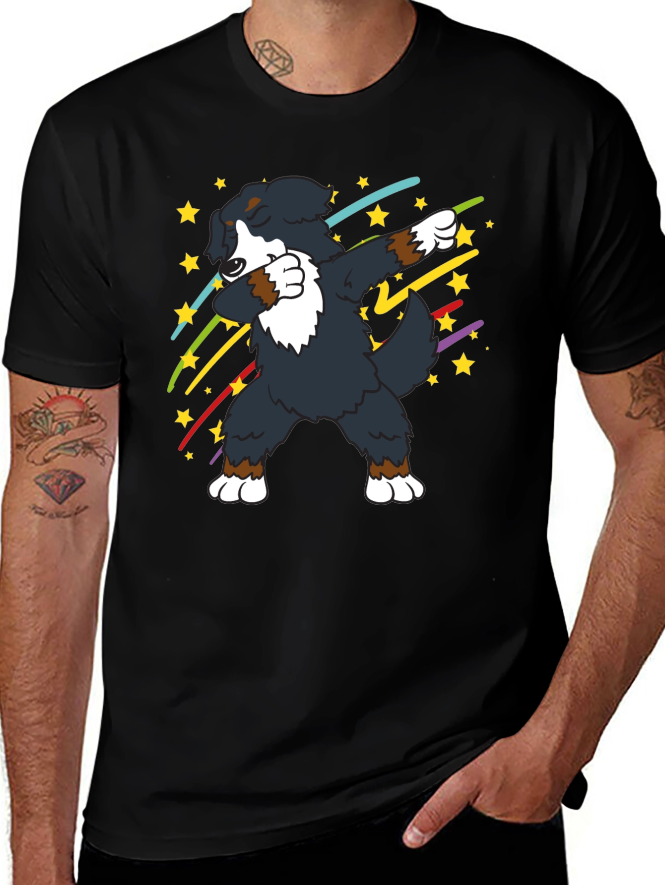 Variant 16 of Dabbing Dog Graphic Tee - Black