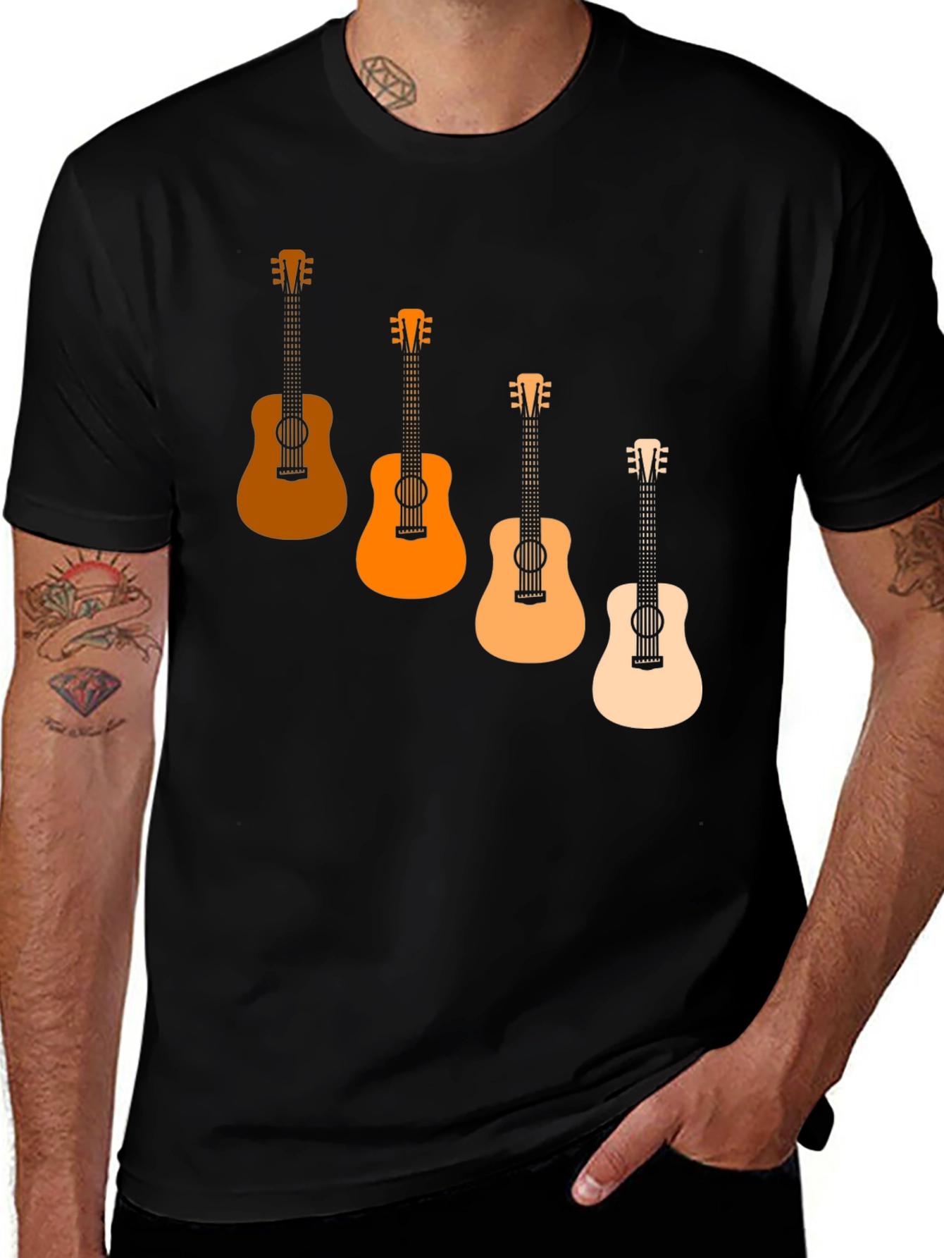 Variant 21 of Guitar Evolution Black T-Shirt - Music Lover Tee