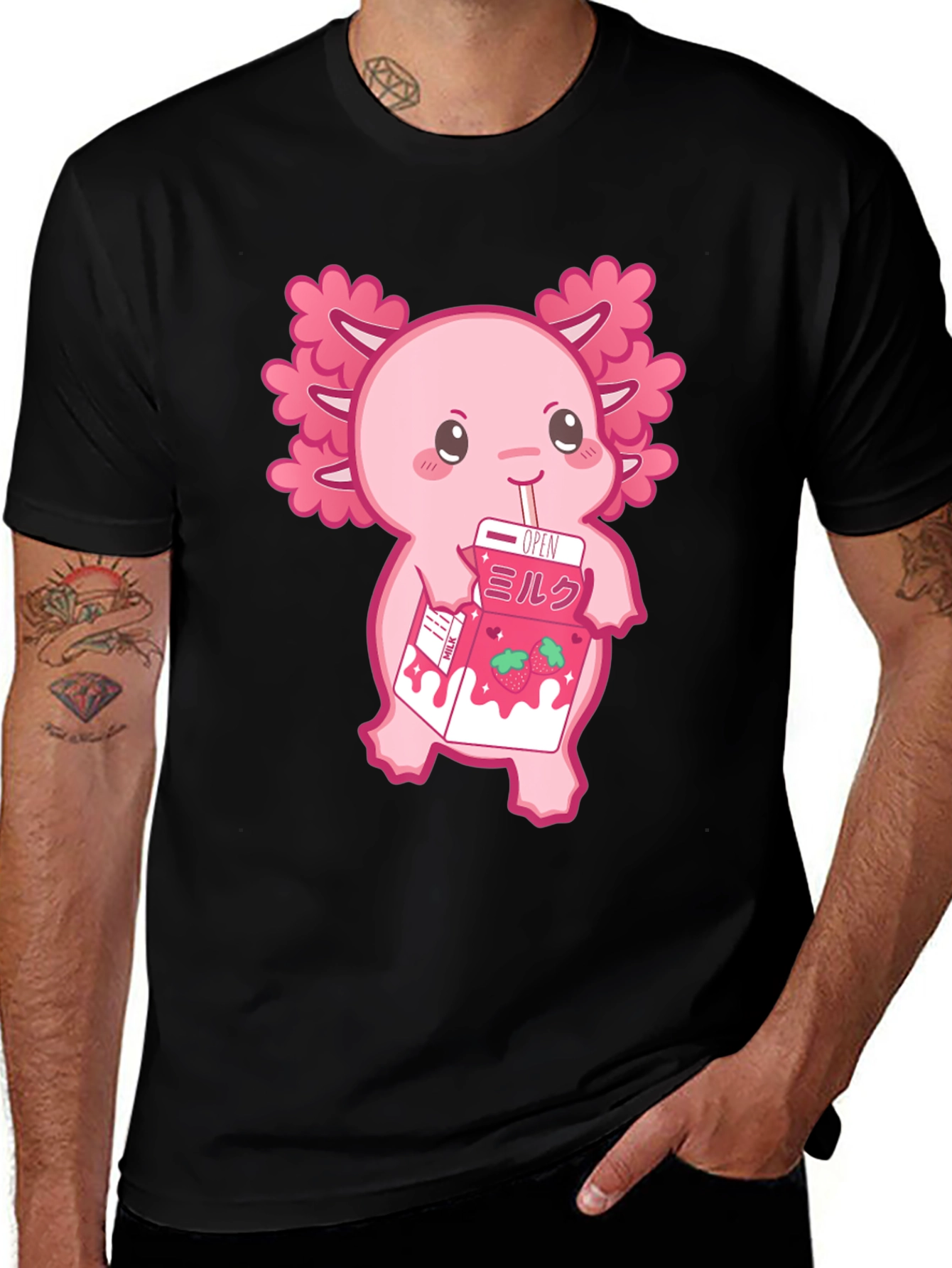Variant 16 of Cute Axolotl Strawberry Milk T-Shirt
