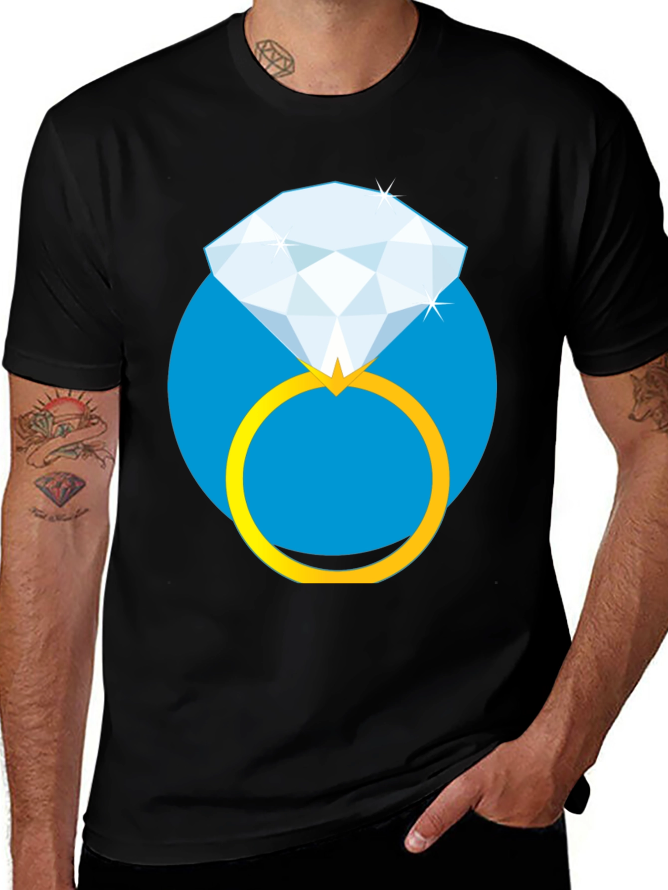 Variant 15 of Diamond Ring Graphic Black T-Shirt