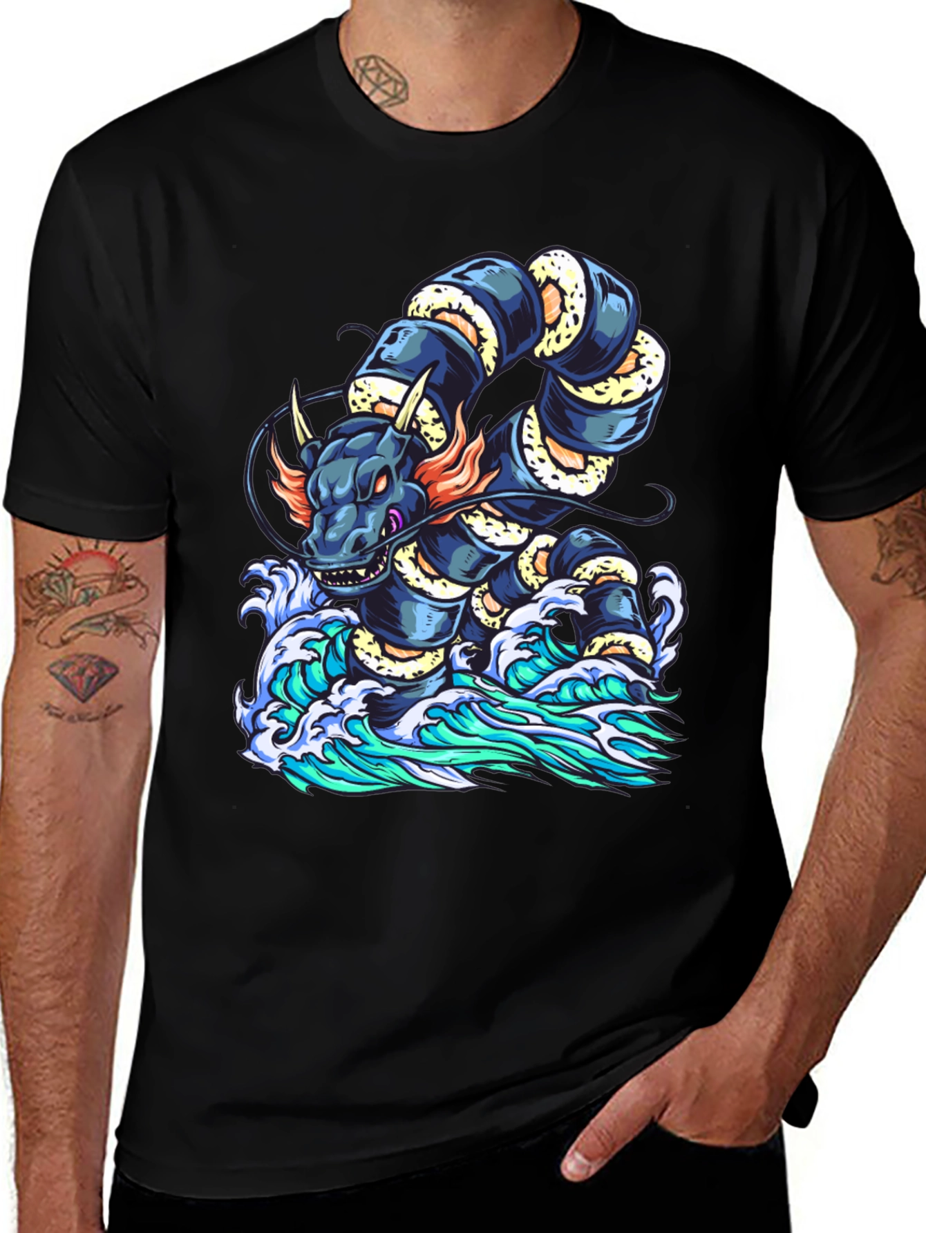 Variant 8 of Dragon Serpent Wave Graphic Tee