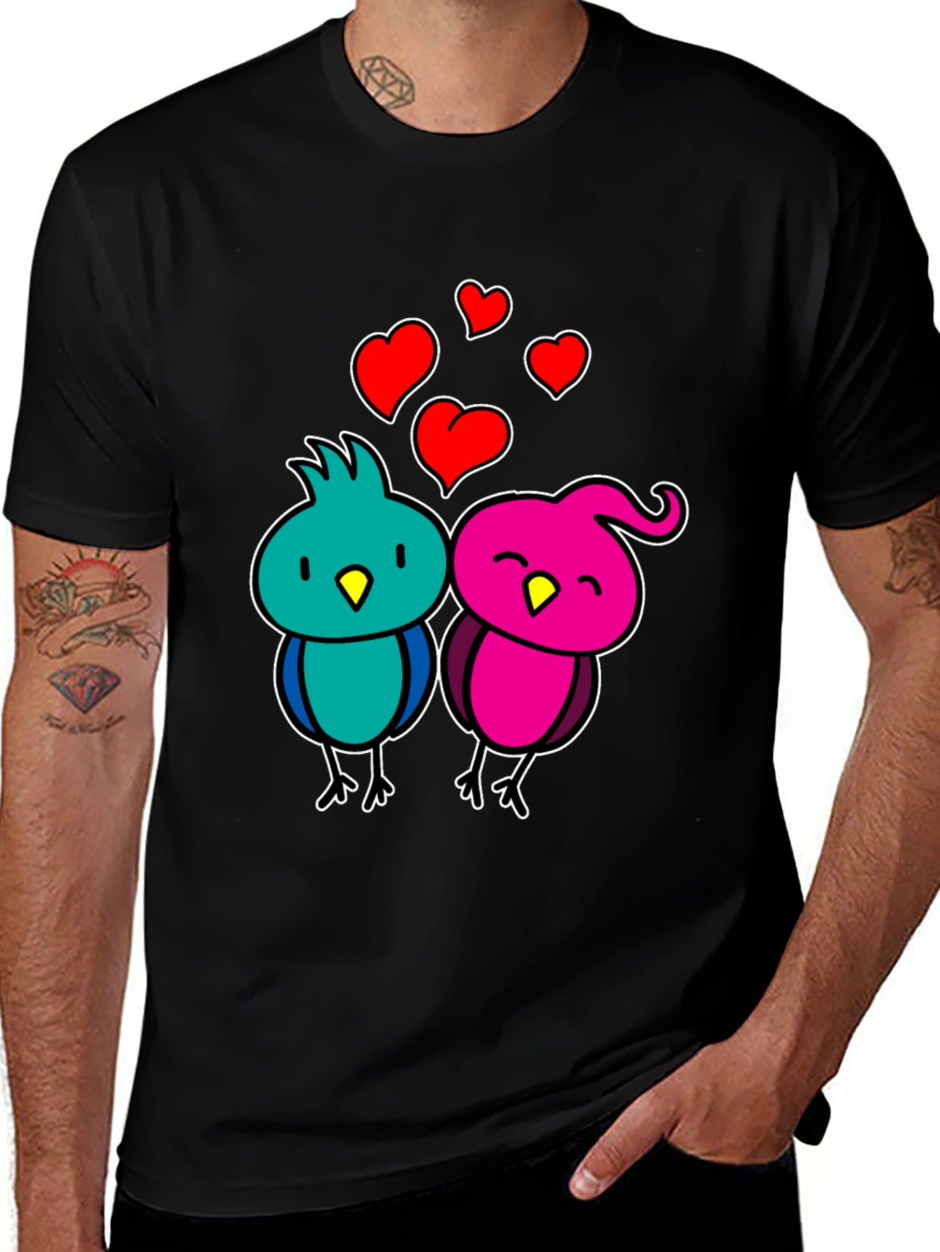 Variant 26 of Love Birds Graphic Tee - Black