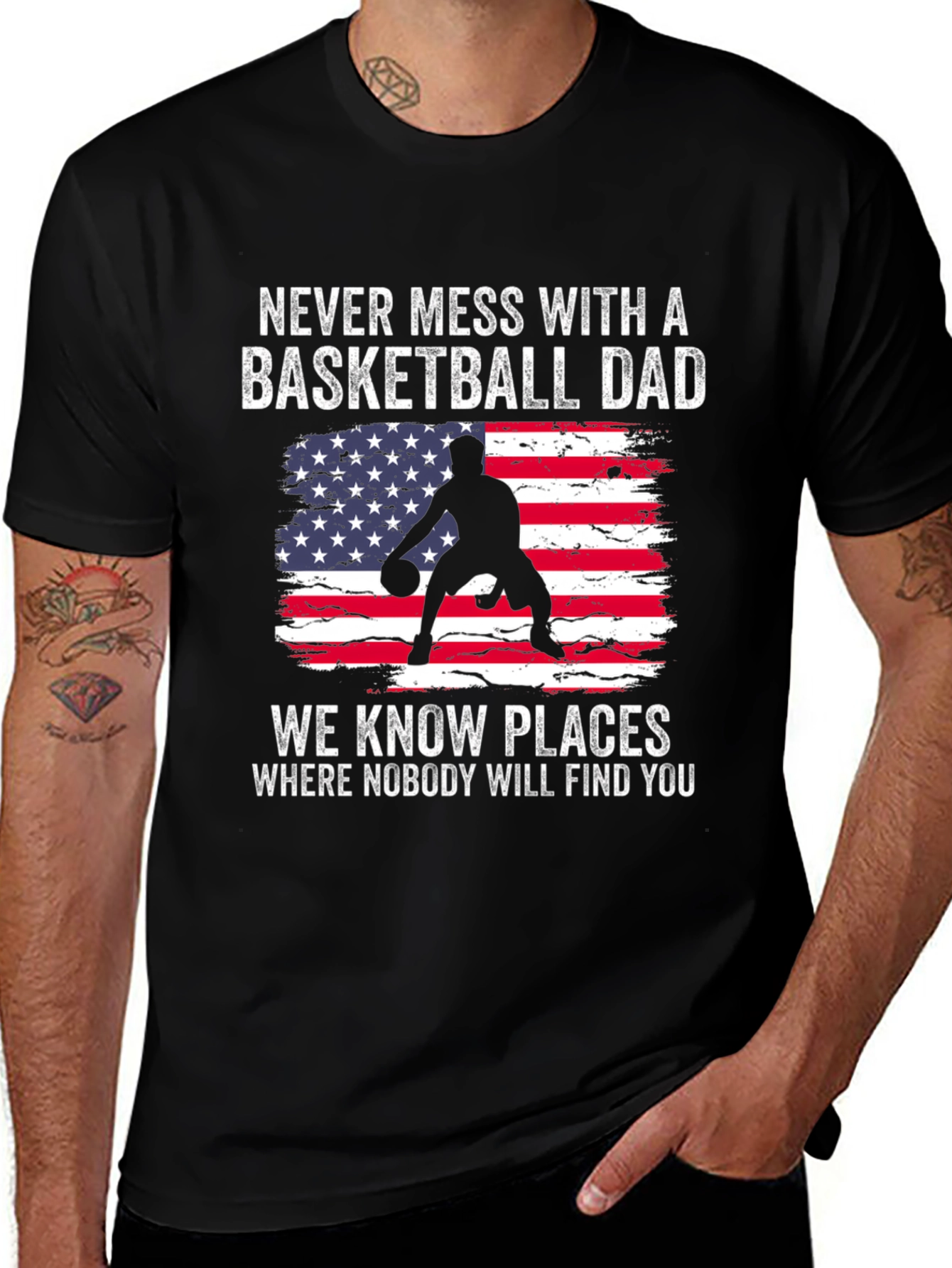 Variant 28 of Basketball Dad T-Shirt - Patriotic USA Design