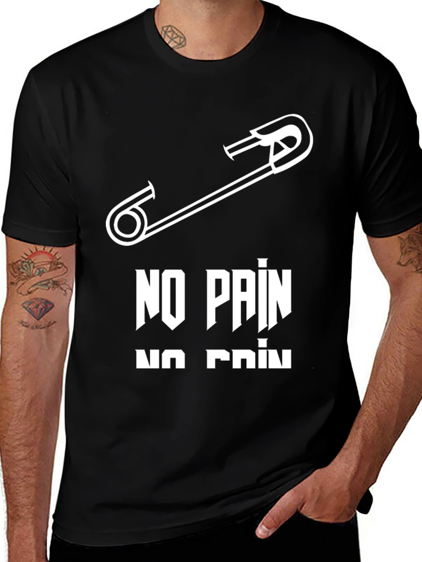 Variant 20 of No Pain T-Shirt: Edgy Style