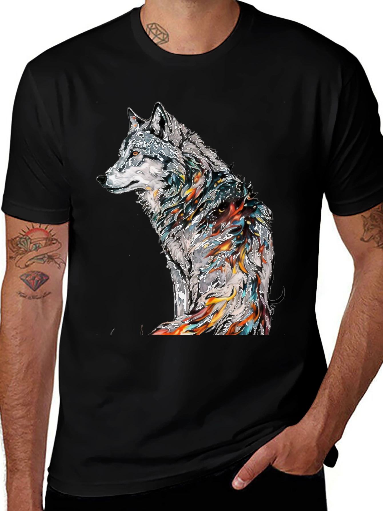 Variant 11 of Wolf Graphic Print Black T-Shirt