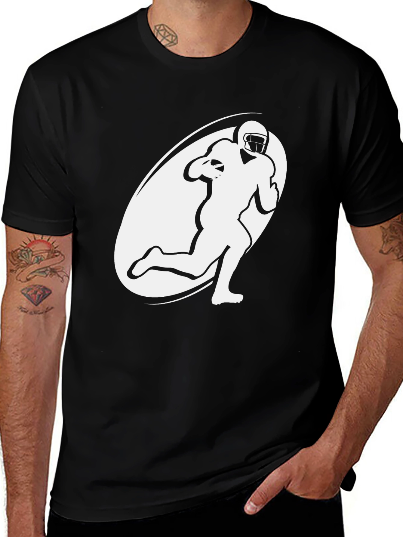 Variant 12 of Football Player Graphic T-Shirt - Black