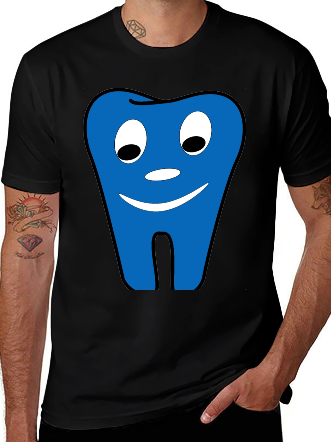 Variant 26 of Funny Tooth Graphic Tee - Black Cotton Comfort
